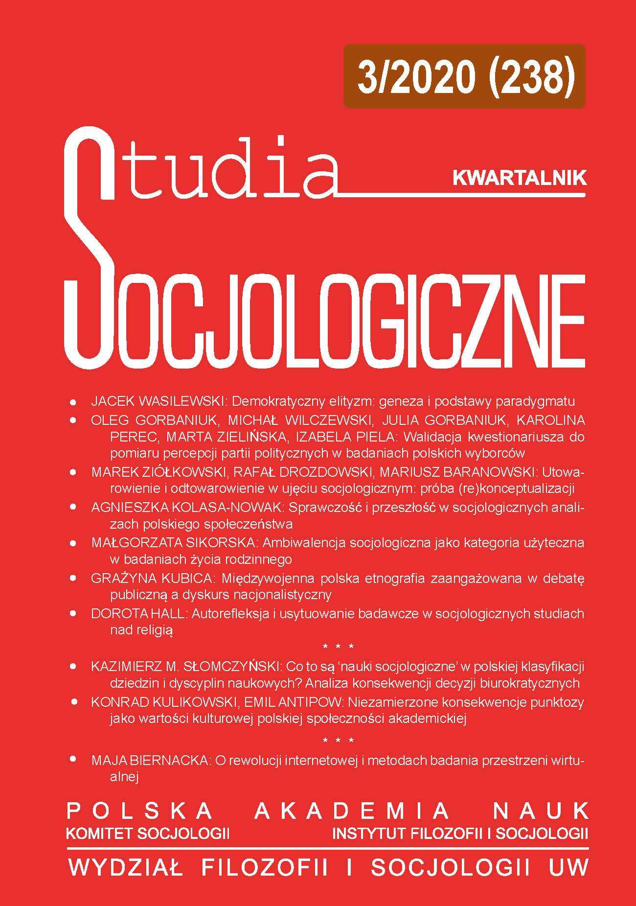 Validation of a Questionnaire to Measure Political Party Perception in the Studies of Polish Voters Cover Image