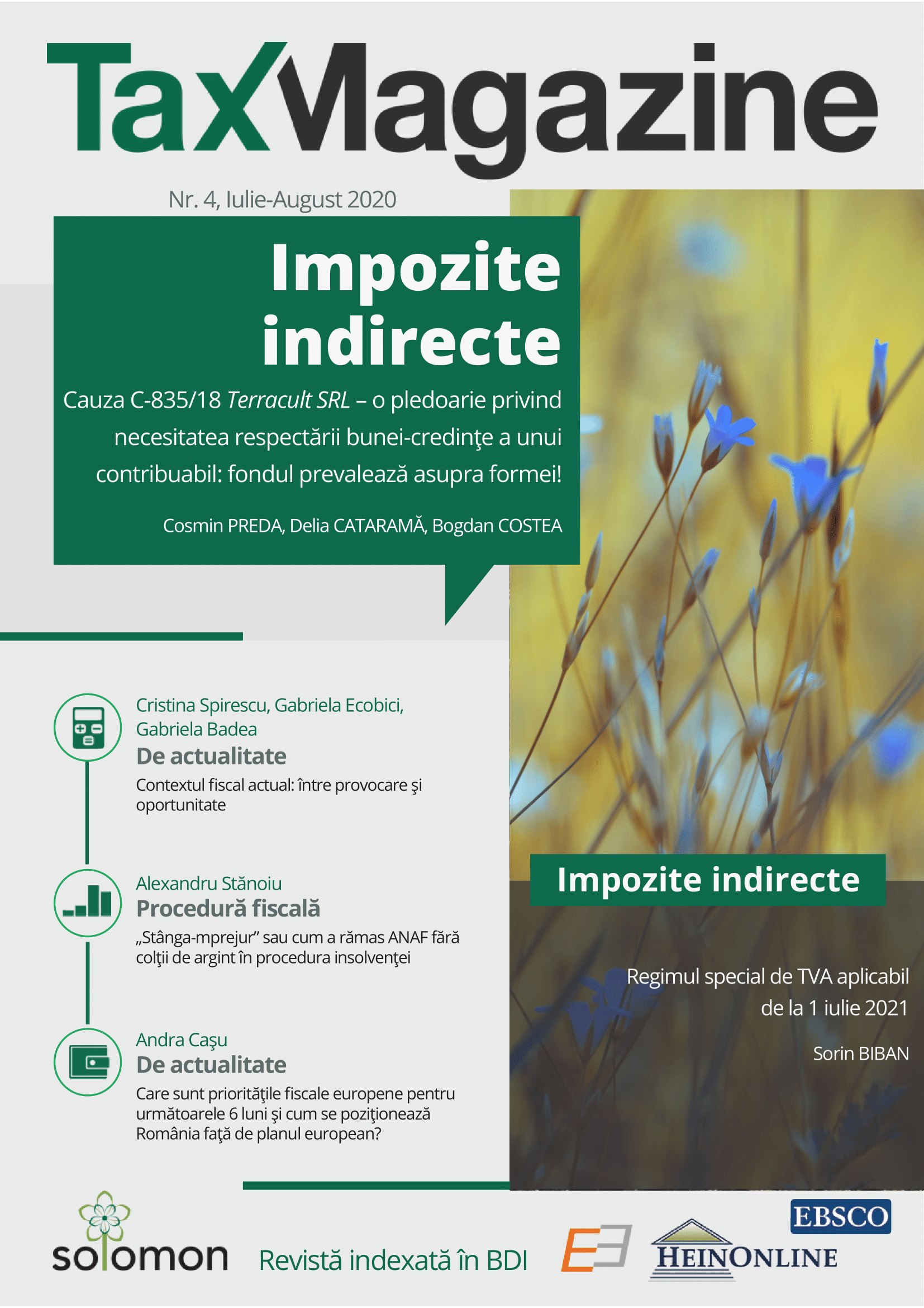 Sinteza hotărârilor în materie fiscală pronunțate de Curtea de Justiție a Uniunii Europene în perioada 6 iulie – august 2020