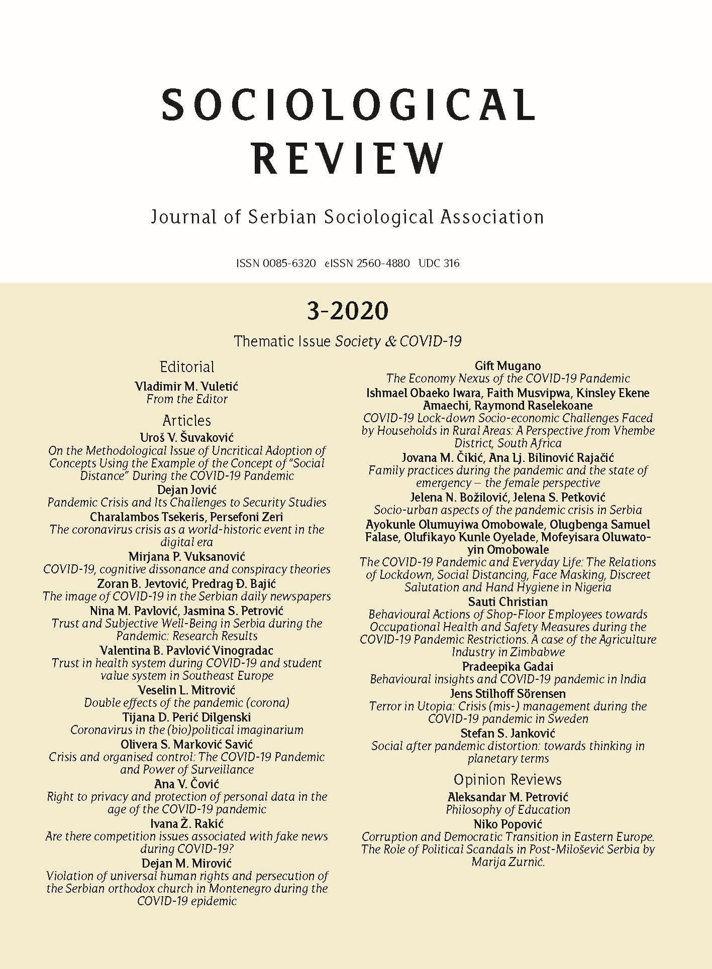 Trust and Subjective Well-Being in Serbia during the Pandemic: Research Results Cover Image