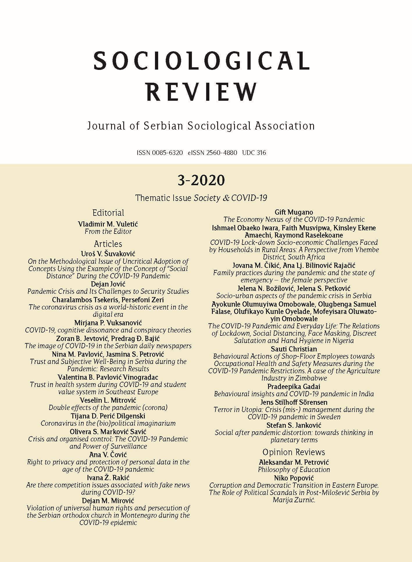 COVID-19 Lock-down Socio-economic Challenges Faced by Households in Rural Areas: A Perspective from Vhembe District, South Africa