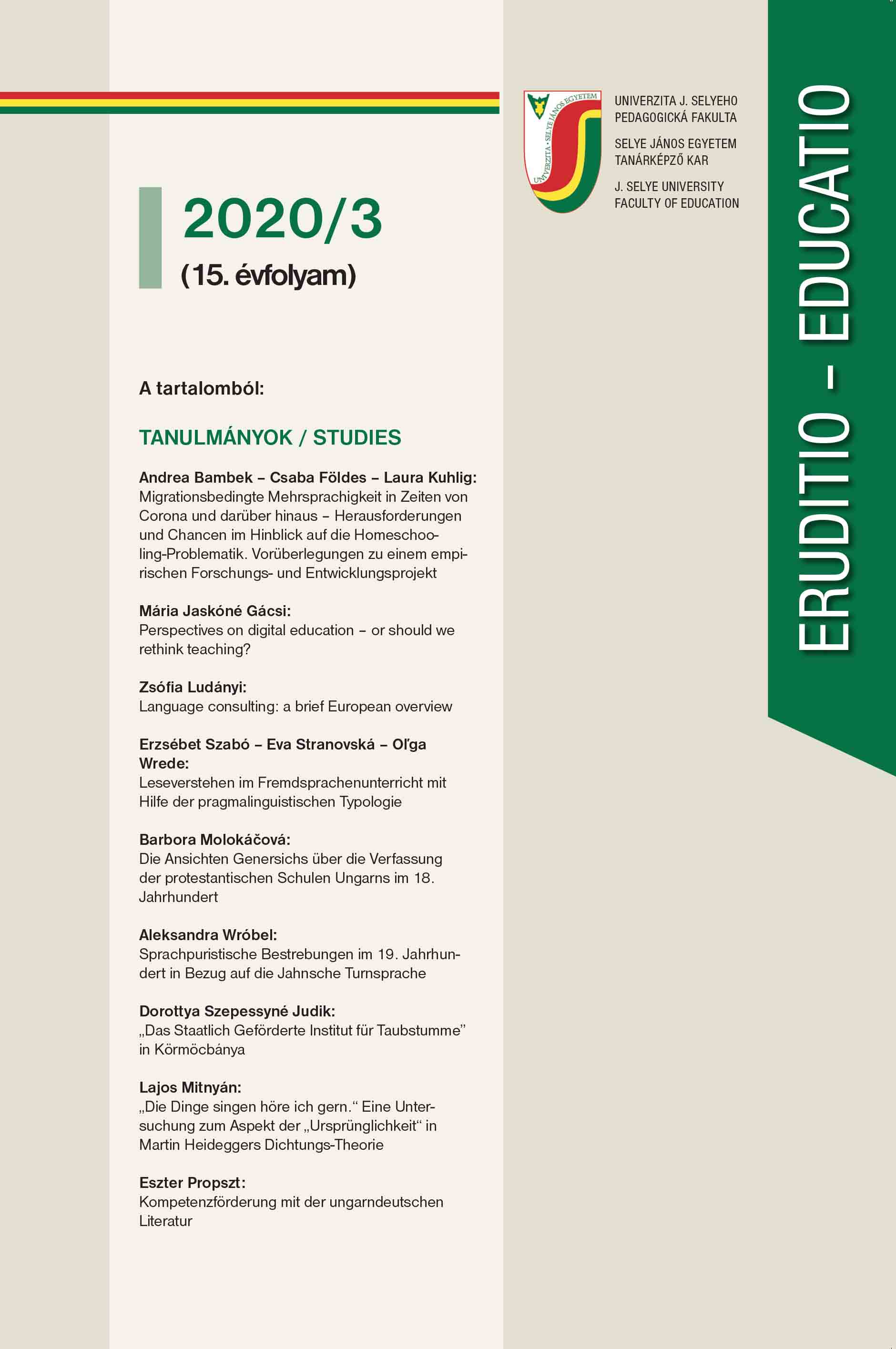 Reading comprehension in foreign language teaching with the help of the pragmalinguisitc typology Cover Image