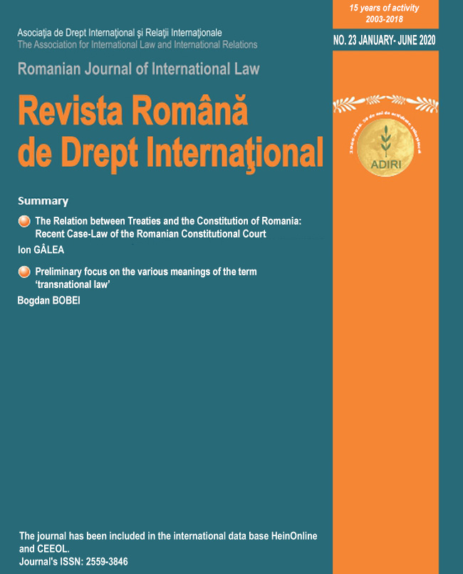 The Relation between Treaties and the Constitution of Romania: Recent Case-Law of the Romanian Constitutional Court Cover Image