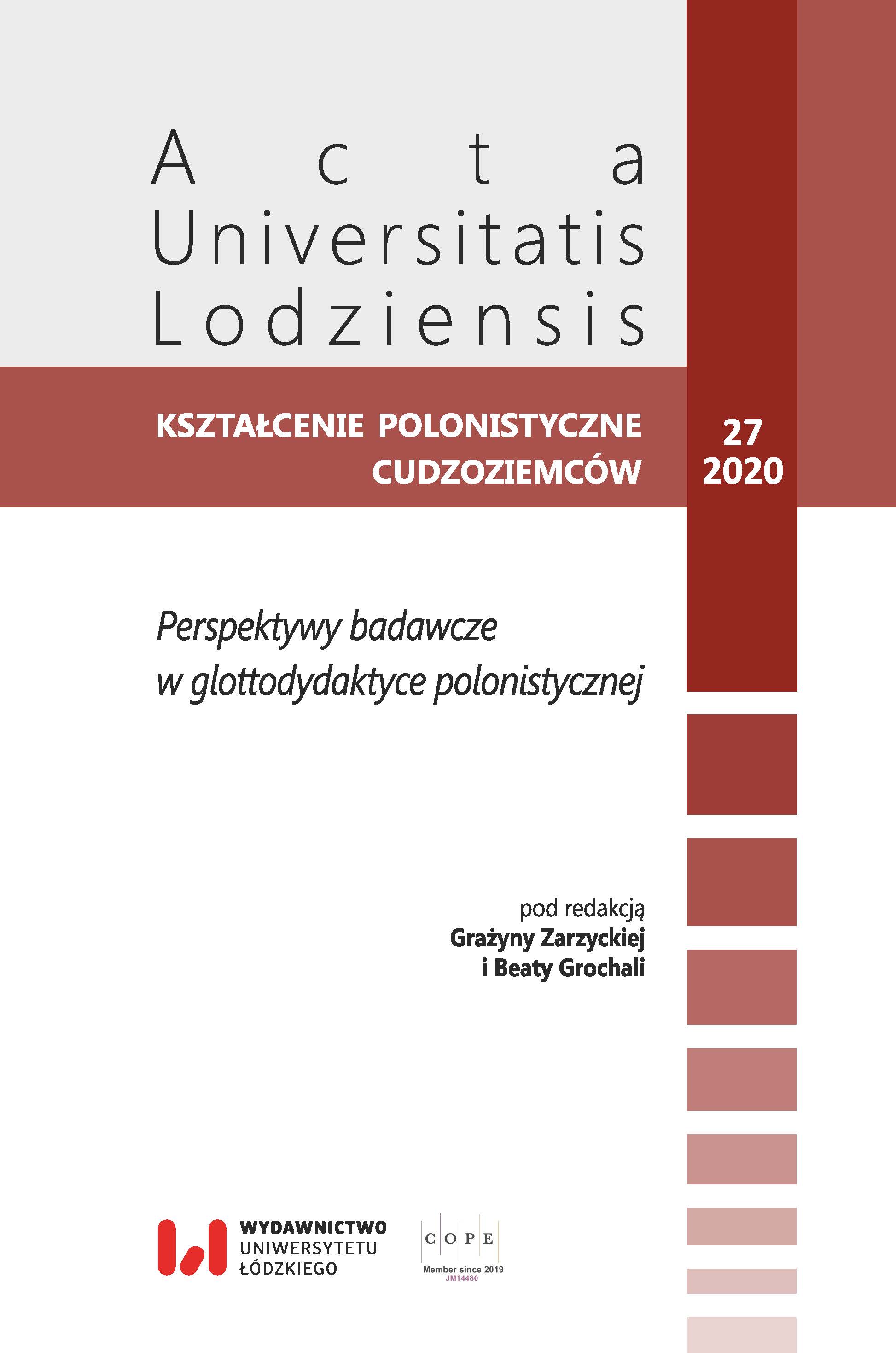 Attitudes and behaviors of Chinese students as representatives of collective cultures – the glottodidactic perspective Cover Image