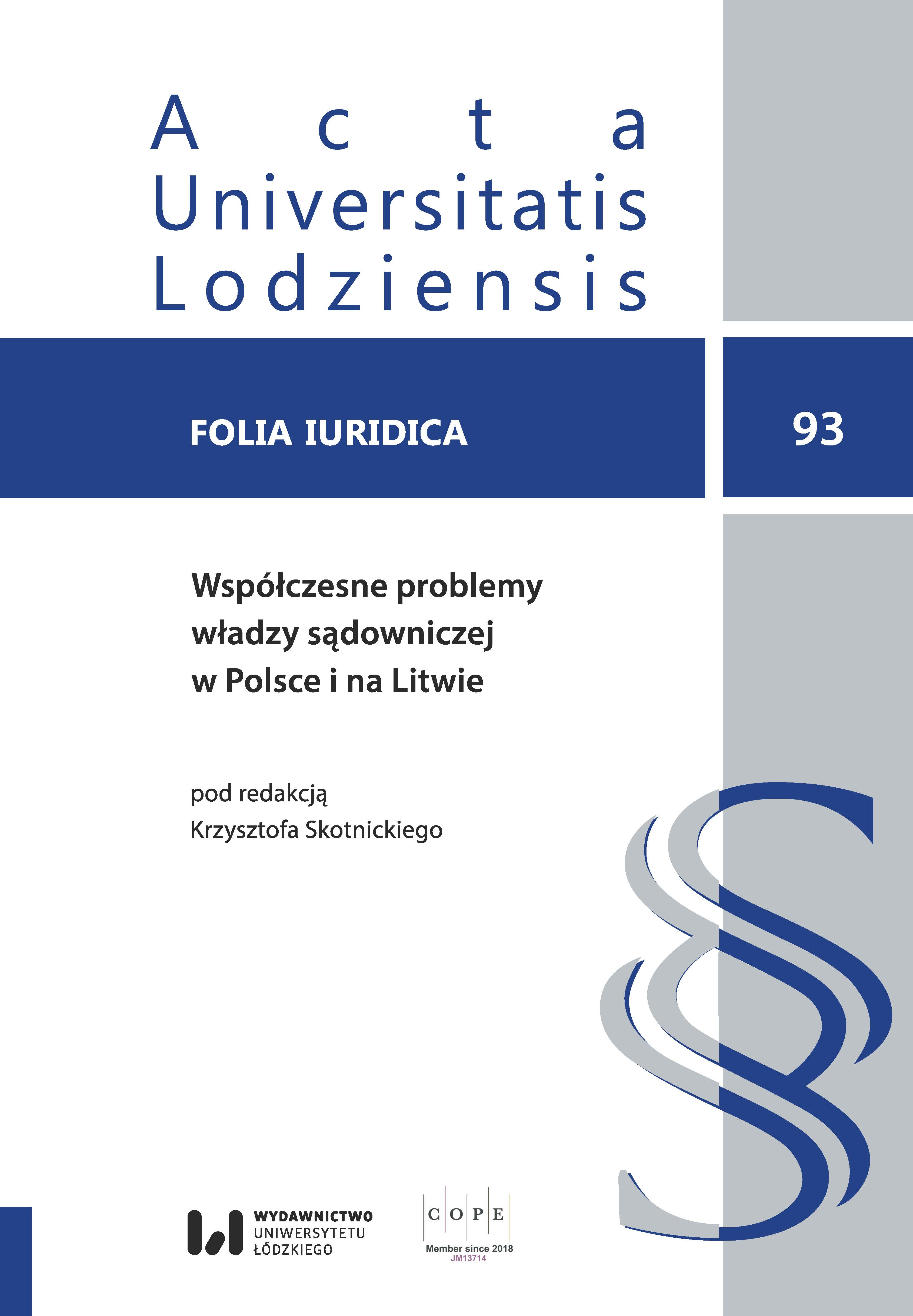 Composition of the Council of Judges: changes in regulation in Lithuania in 1994–2019 Cover Image