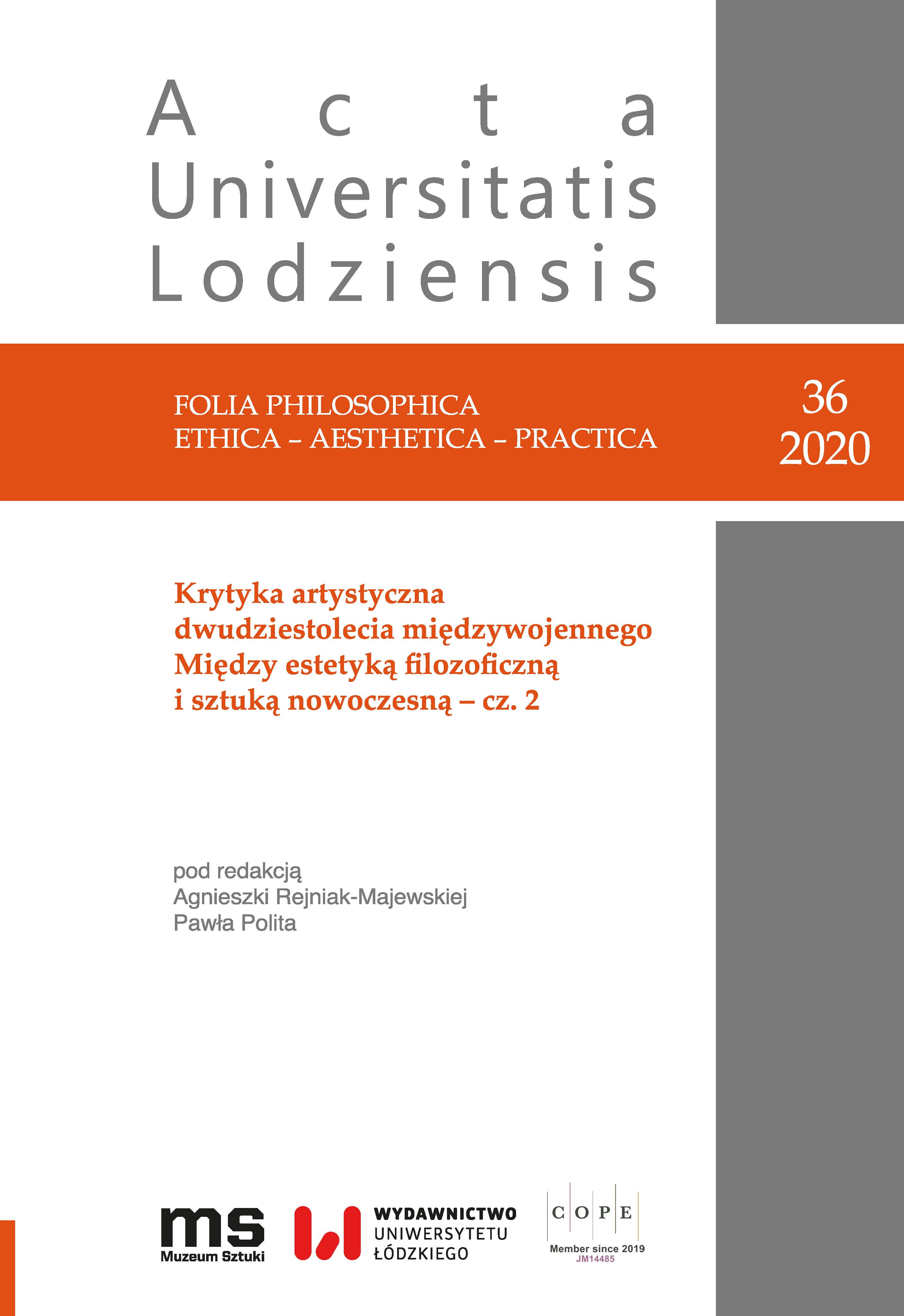 Krytyka artystyczna dwudziestolecia międzywojennego. Między estetyką filozoficzną i sztuką nowoczesną (wprowadzenie)