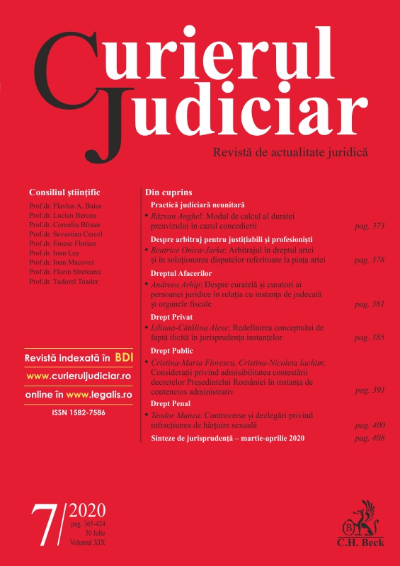 Sinteze de jurisprudenţă – Curtea Constituţională a României – Martie - Aprilie 2020