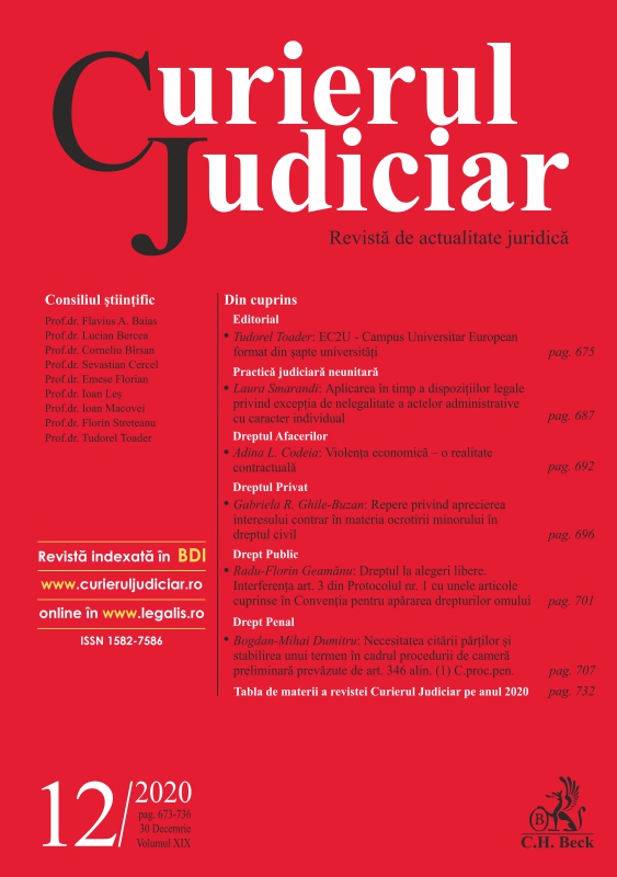 The necessity of summoning the parties and establishing a deadline for the preliminary chamber proceedings provided by art. 346 para. (1) Criminal Proceedings Code. Cover Image