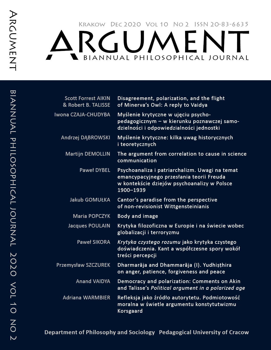 Critical thinking in terms of psycho‐pedagogy: towards individual cognitive independence and responsibility Cover Image