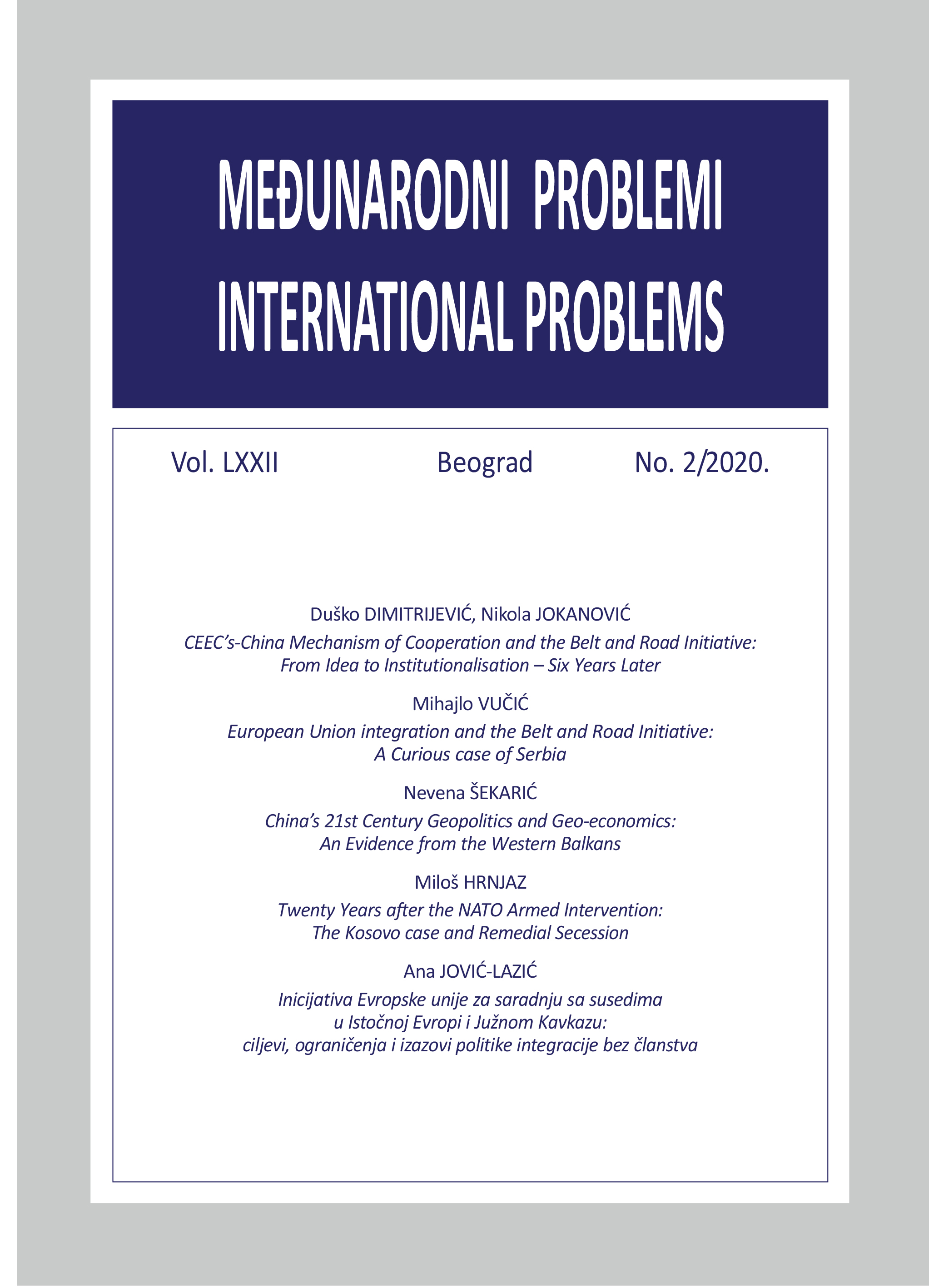 THE EUROPEAN UNION INITIATIVE FOR COOPERATION WITH NEIGHBOURS IN EASTERN EUROPE AND THE SOUTH CAUCASUS: OBJECTIVES, LIMITATIONS AND CHALLENGES OF INTEGRATION WITHOUT MEMBERSHIP Cover Image