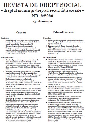 Delinquent civil liability action. Damage to corporeal integrity. Loss of work capacity. (…) (High Court of Cassation and Justice, civil section I, decision no. 38 of January 15, 2020) Cover Image