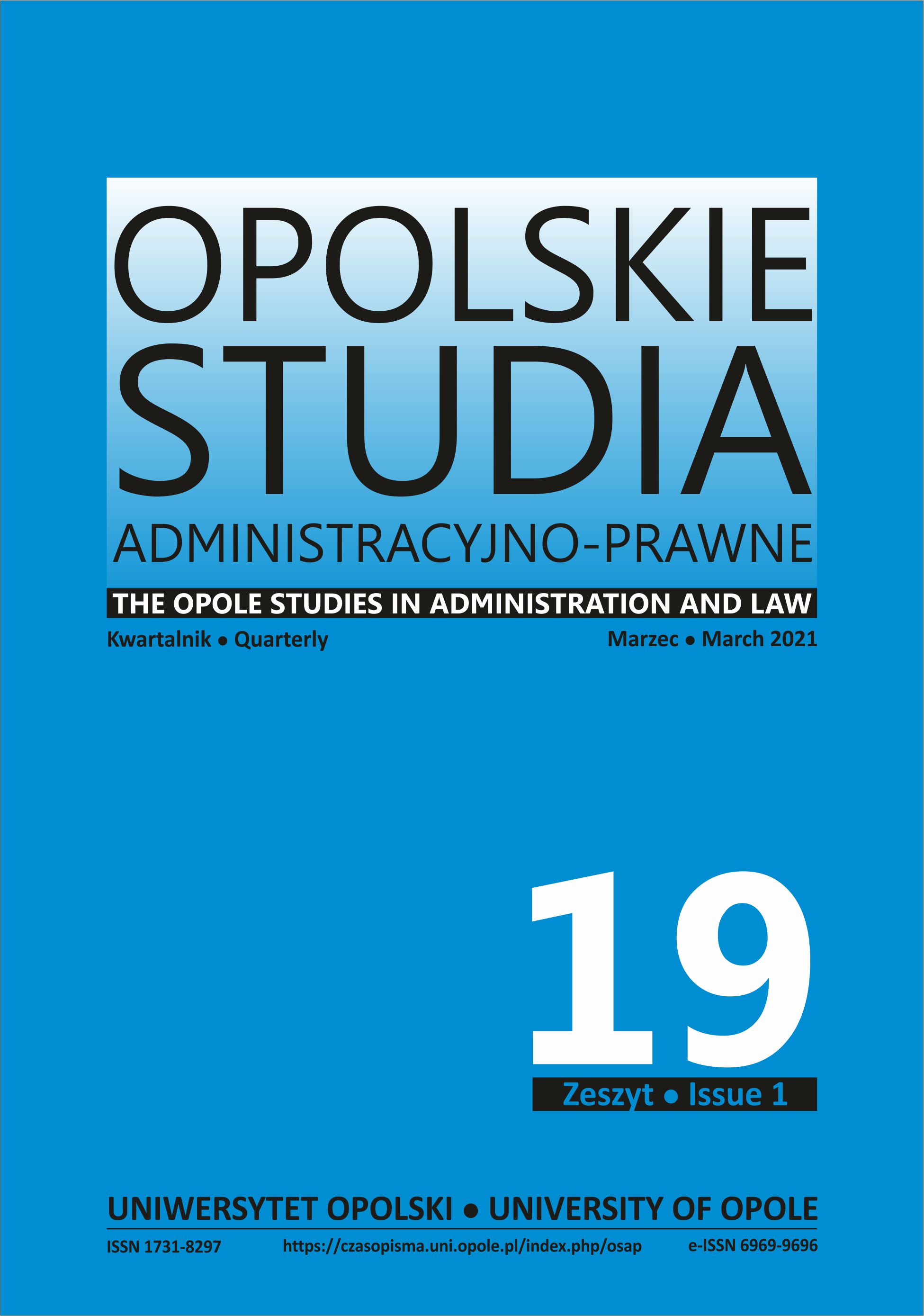 Gloss to the Supreme Administrative Court Judgment of 24 January 2018 (II OSK 878/16) Cover Image