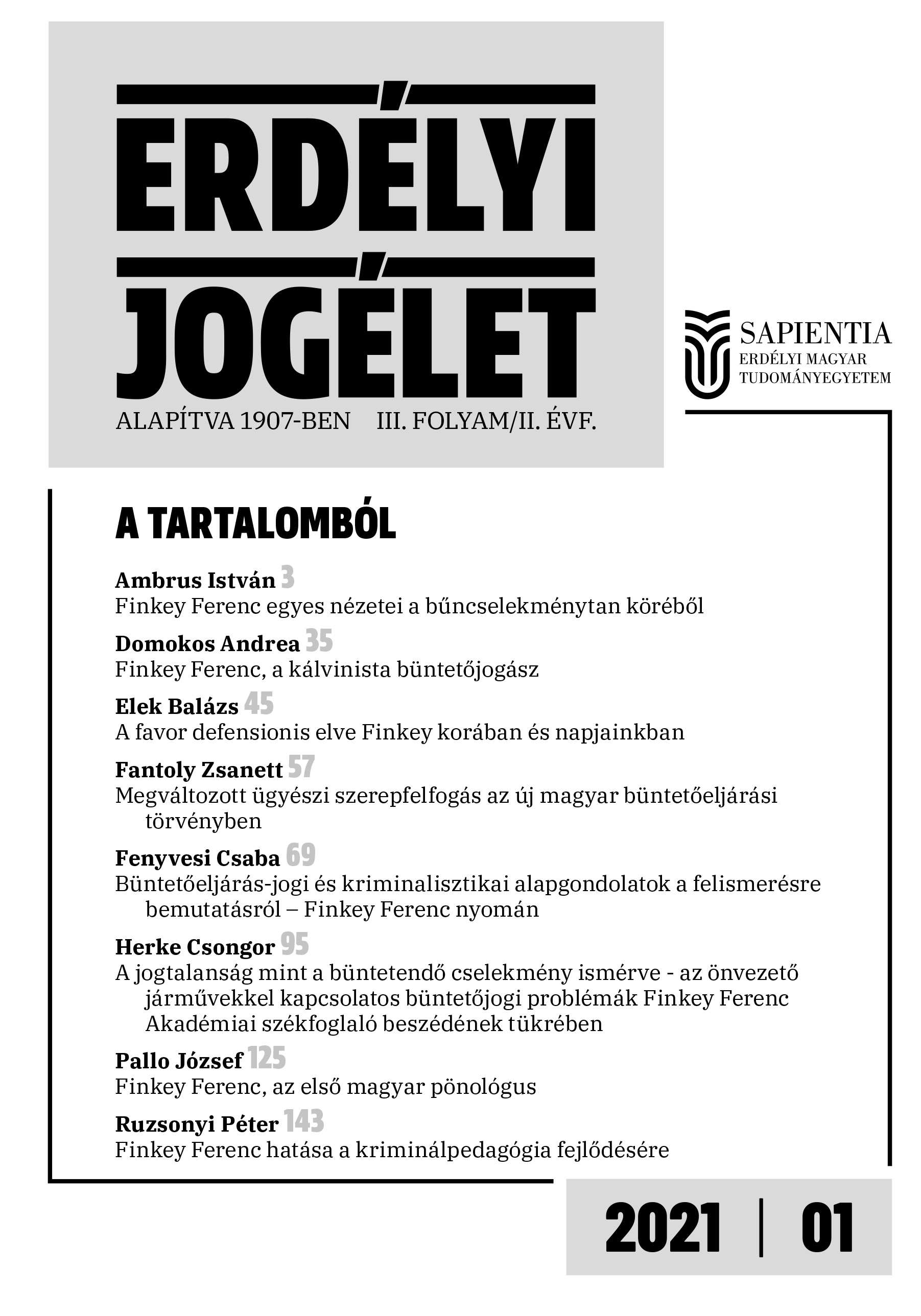 Ferenc Finkey, the First Hungarian Penologist Cover Image