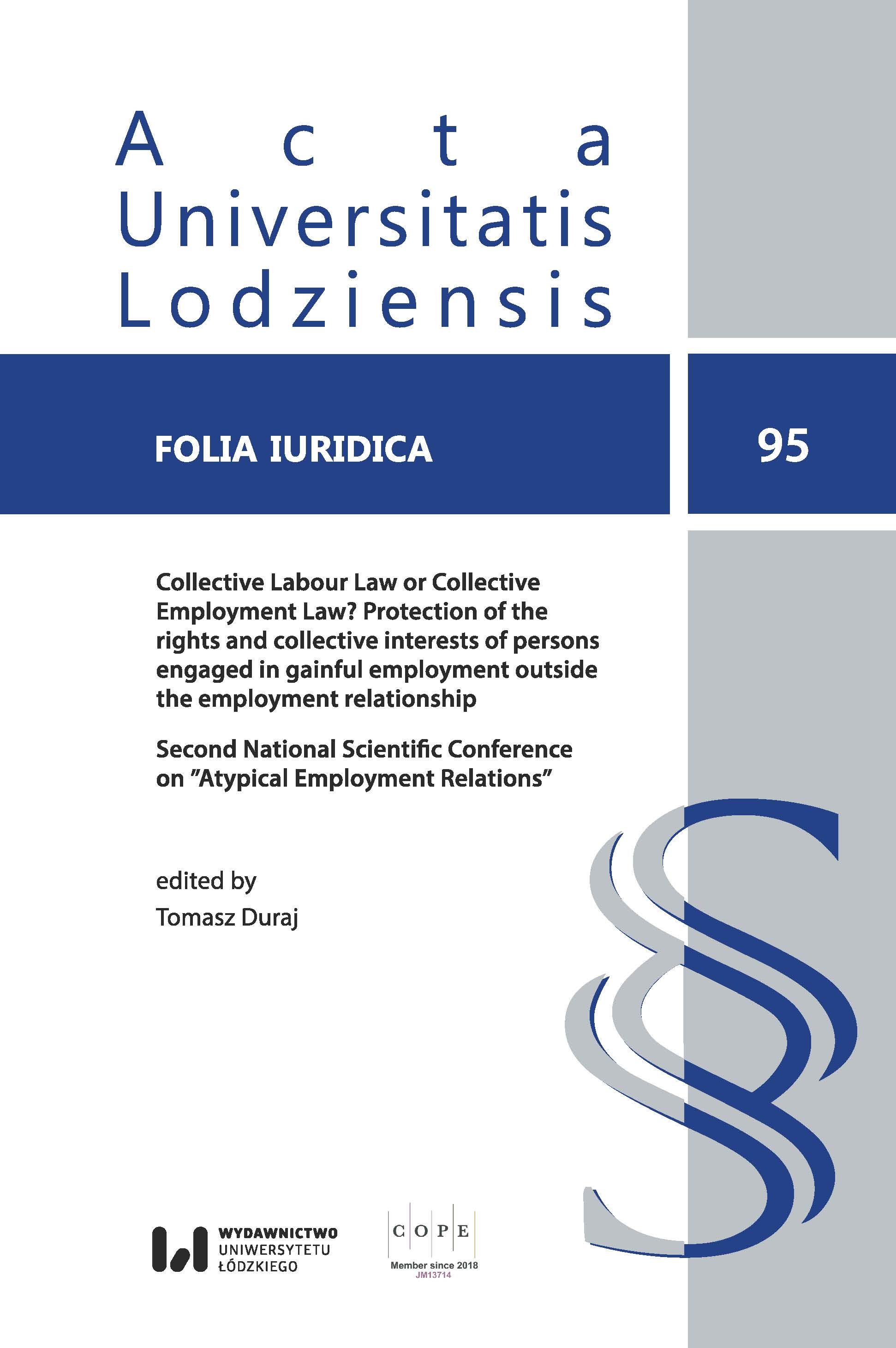 The Concept of Employer and the Extension of the Subjective (Ratione Personae) Scope of Collective Labour Law Cover Image