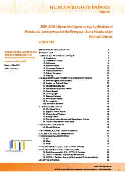 2019-2020 Alternative Report on the Application of Bosnia and Herzegovina for the European Union Membership: Political Criteria Cover Image
