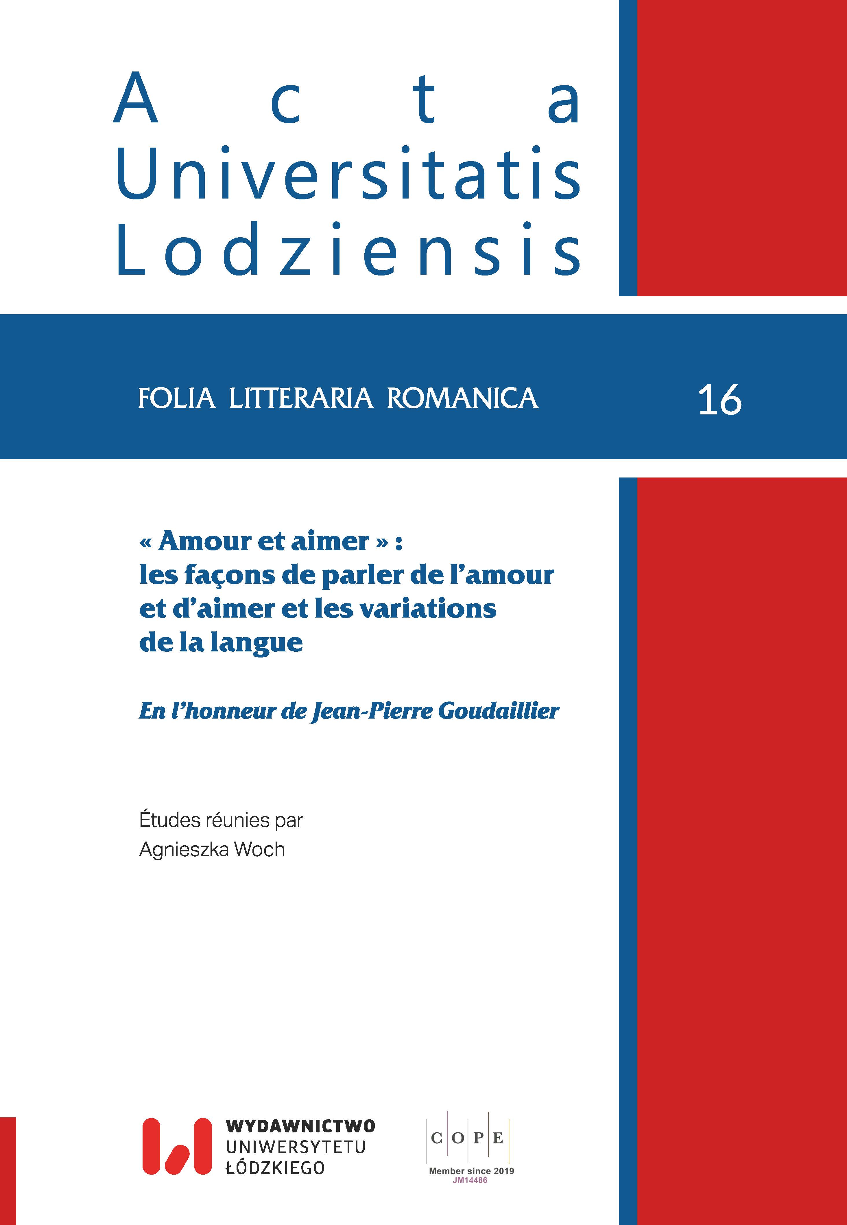 The Words amour and miłość, aimer and kochać in French and Polish: Semantics, Derivation, Phraseology Cover Image