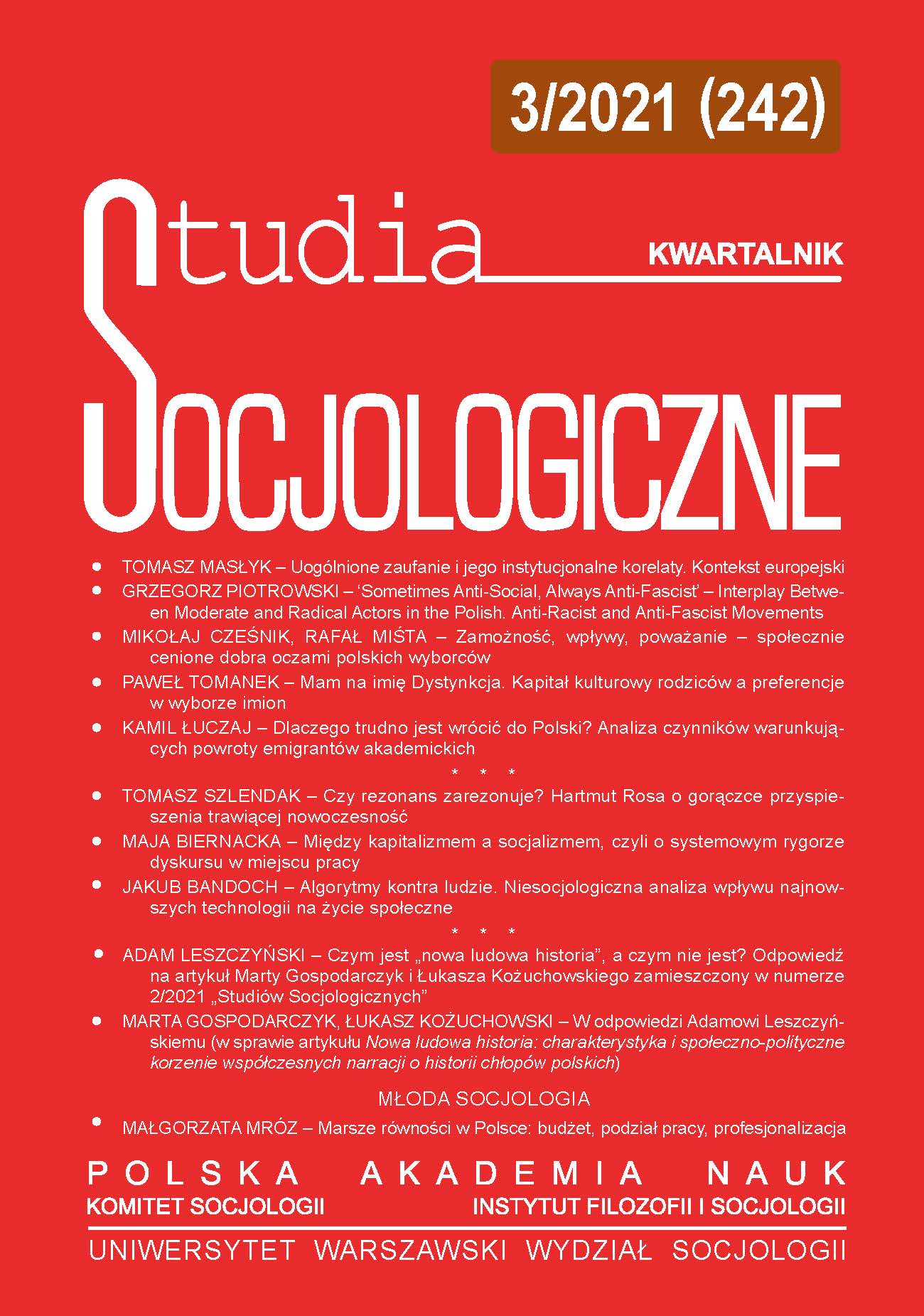 In Response to Adam Leszczyński (Regarding the Article ‘Nowa ludowa historia: charakterystyka i społeczno-polityczne korzenie współczesnych narracji o historii chłopów polskich’) Cover Image