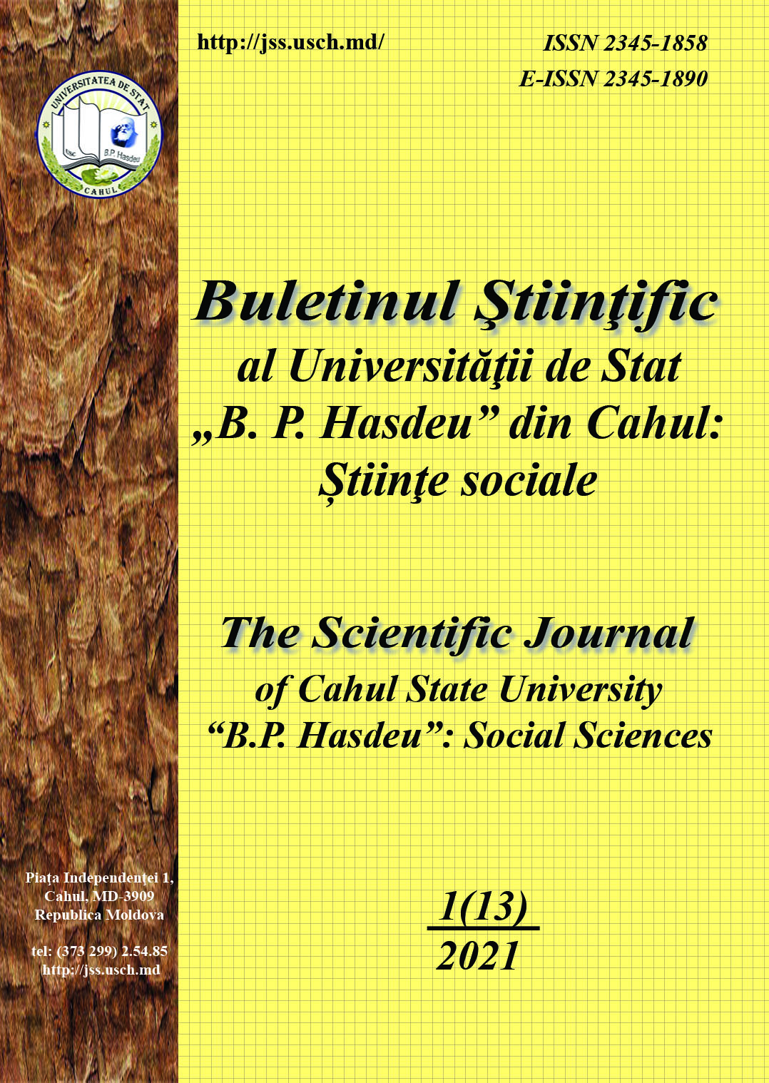 THE SITUATION OF THE COMMUNES OF CAHUL COUNTY IN APRIL 1940 REFLECTED IN THE INSPECTION’ MINUTES OF THE PREFECT DUMITRU DOBRESCU Cover Image