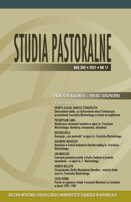 Cura pastoralis concept as suggested by Fr. Franciszek Blachnicki Cover Image