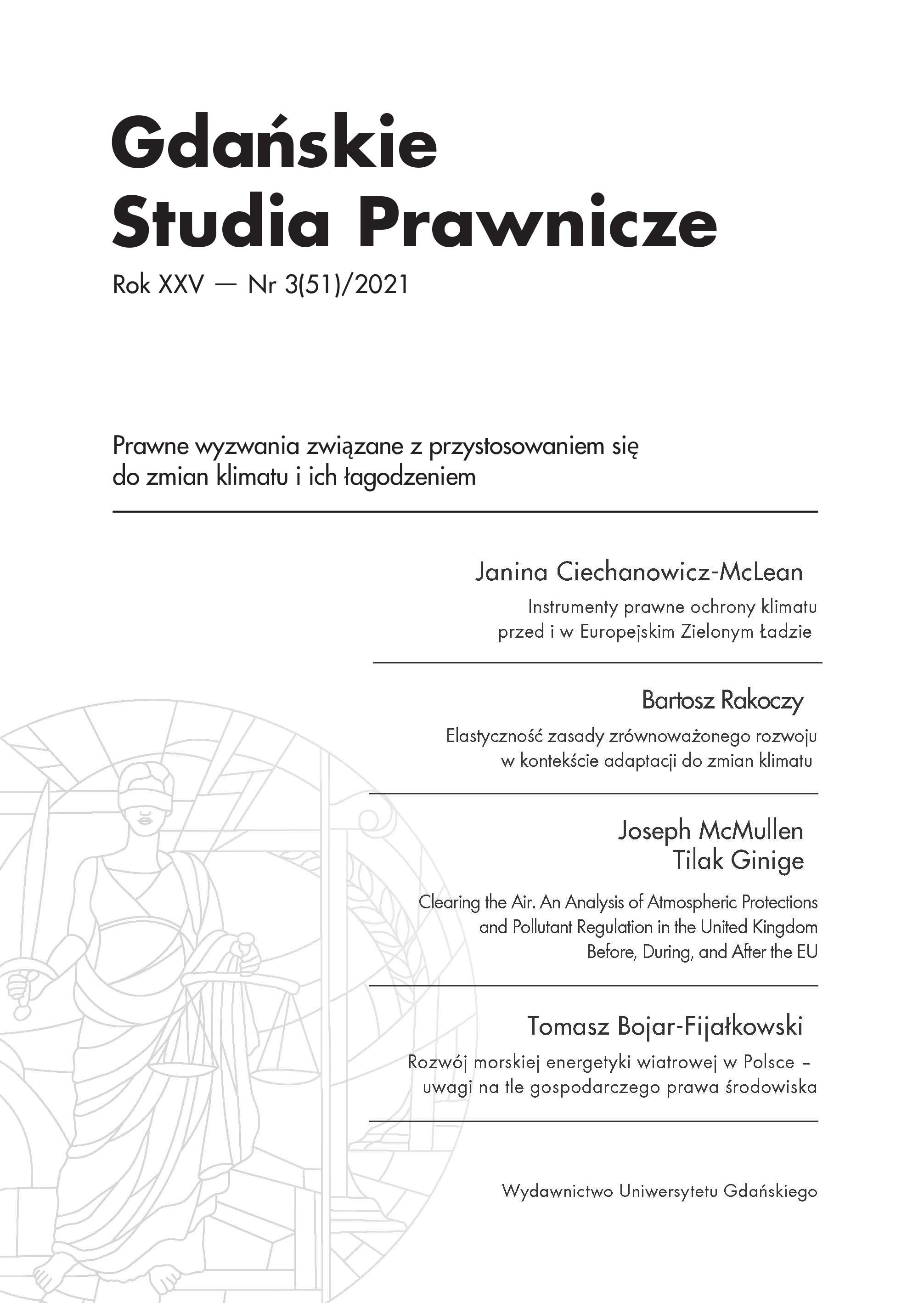 Development of Offshore Wind Energy in Poland – Remarks on the Background of Economic Environmental Law Cover Image