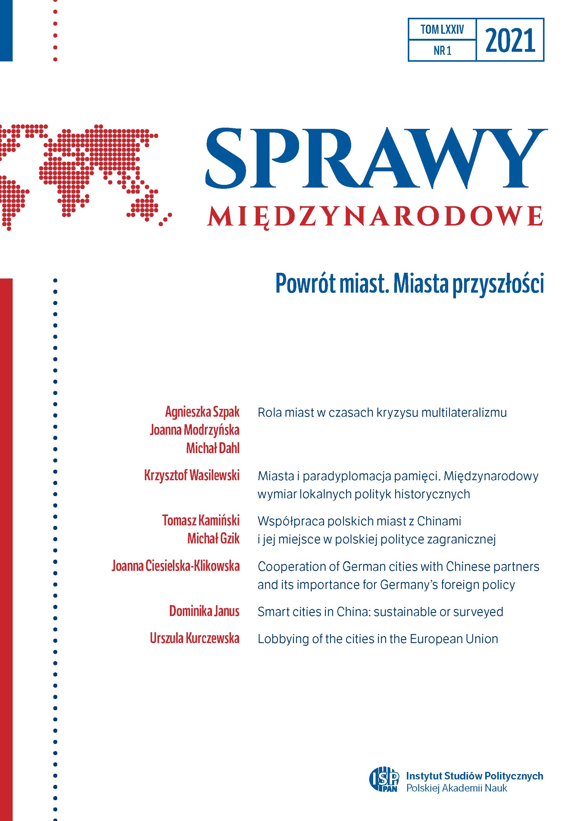 Contemporary cooperation of Polish and American cities The analysis of survey results Cover Image