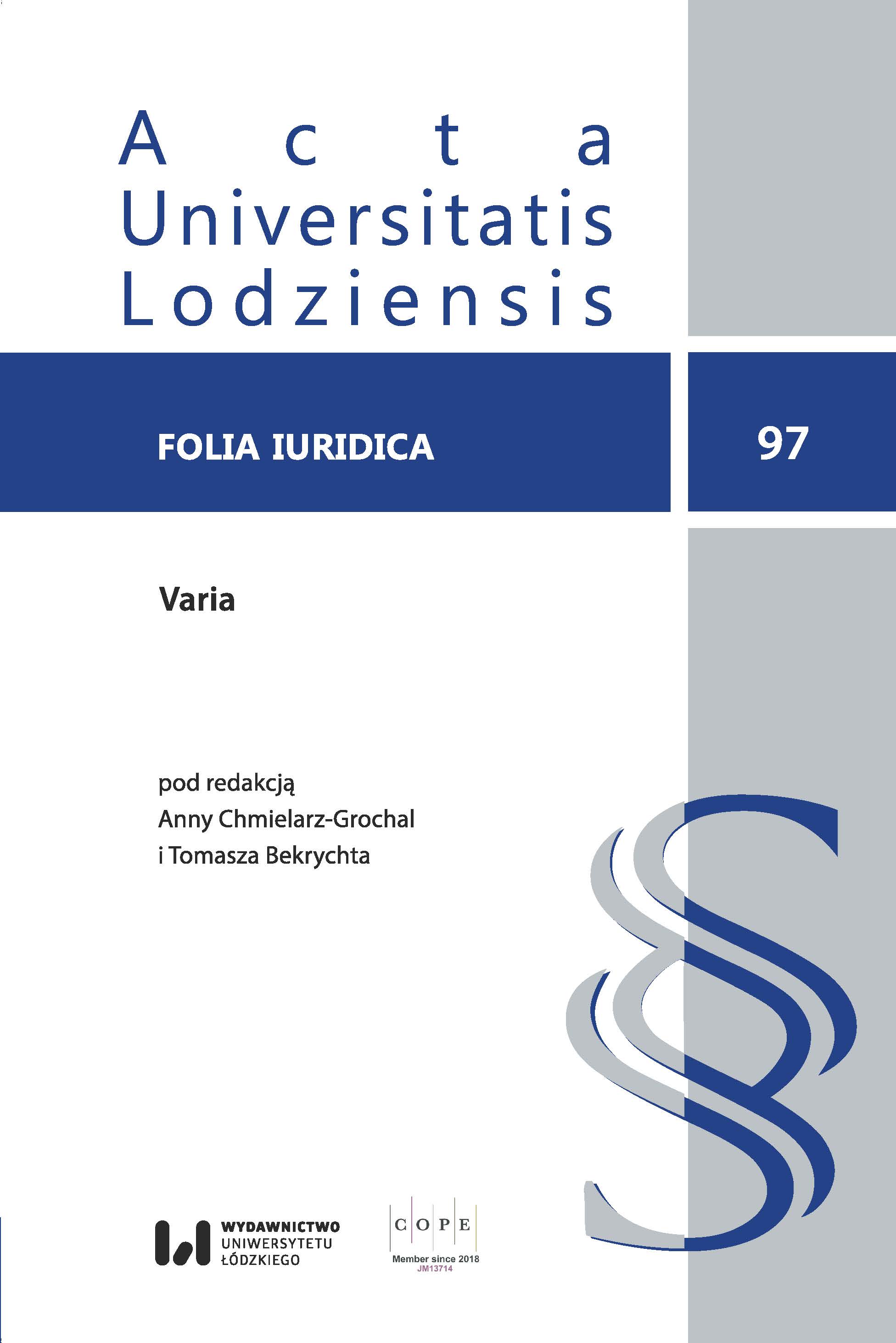 The Importance of The Philosophy of Law in Judicial Decision – Considerations Based on the Philosophy of Gustav Radbruch Cover Image