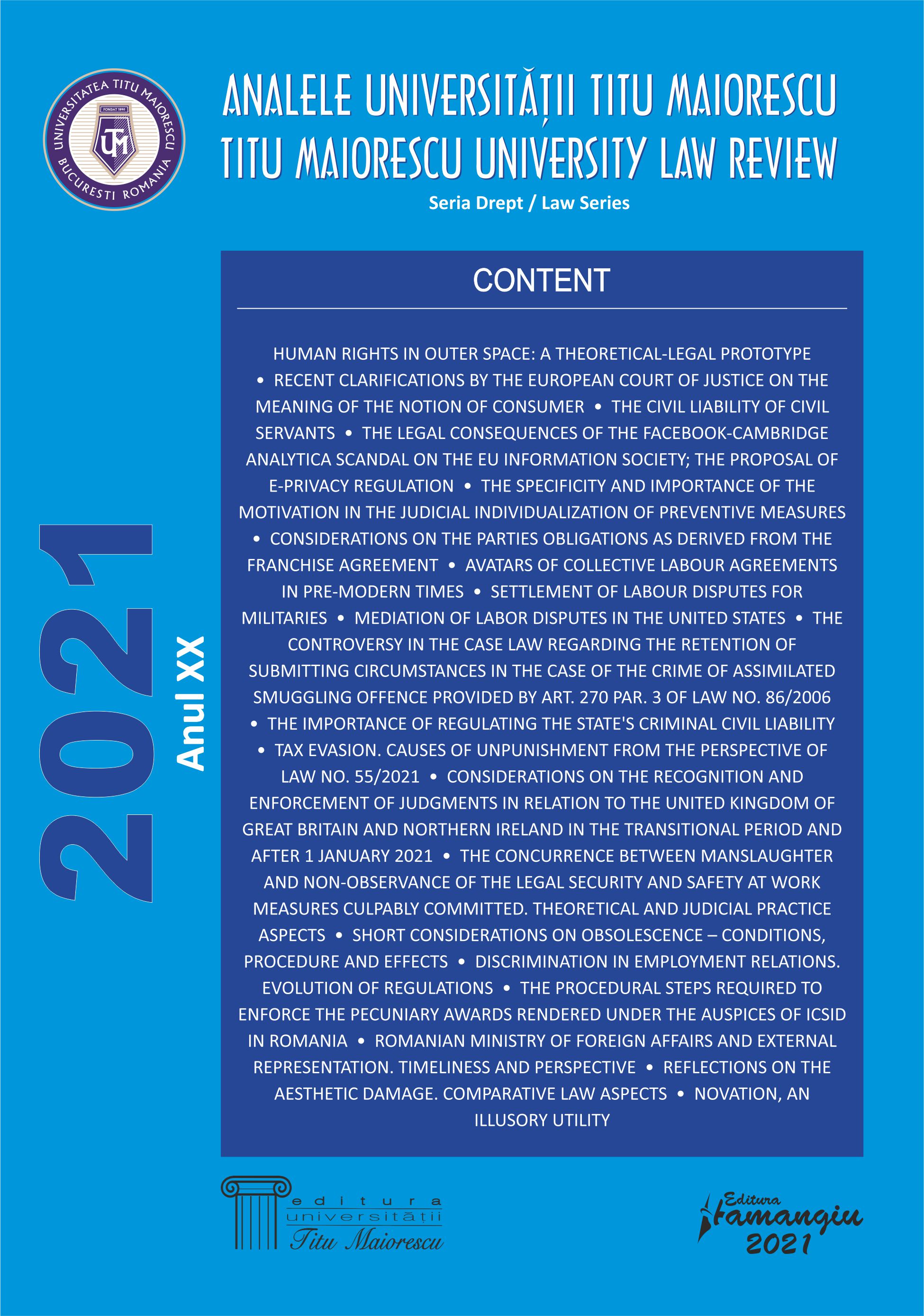 THE SPECIFICITY AND IMPORTANCE OF THE MOTIVATION IN THE JUDICIAL INDIVIDUALIZATION OF PREVENTIVE MEASURES Cover Image