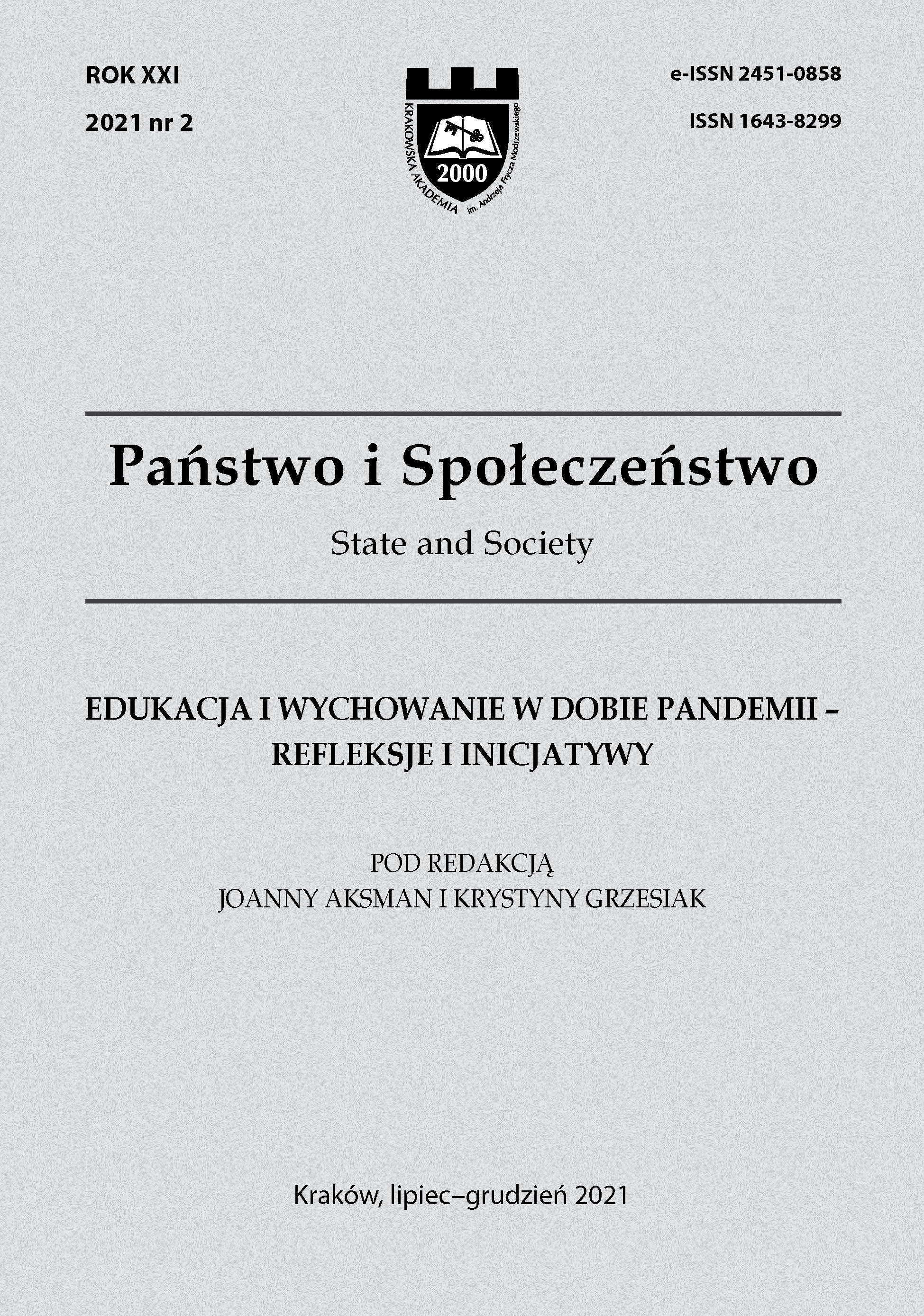 School psychological-pedagogical support at the time of the pandemic on the basis of the National Education Commission Primary School No. 43 in Cracow Cover Image