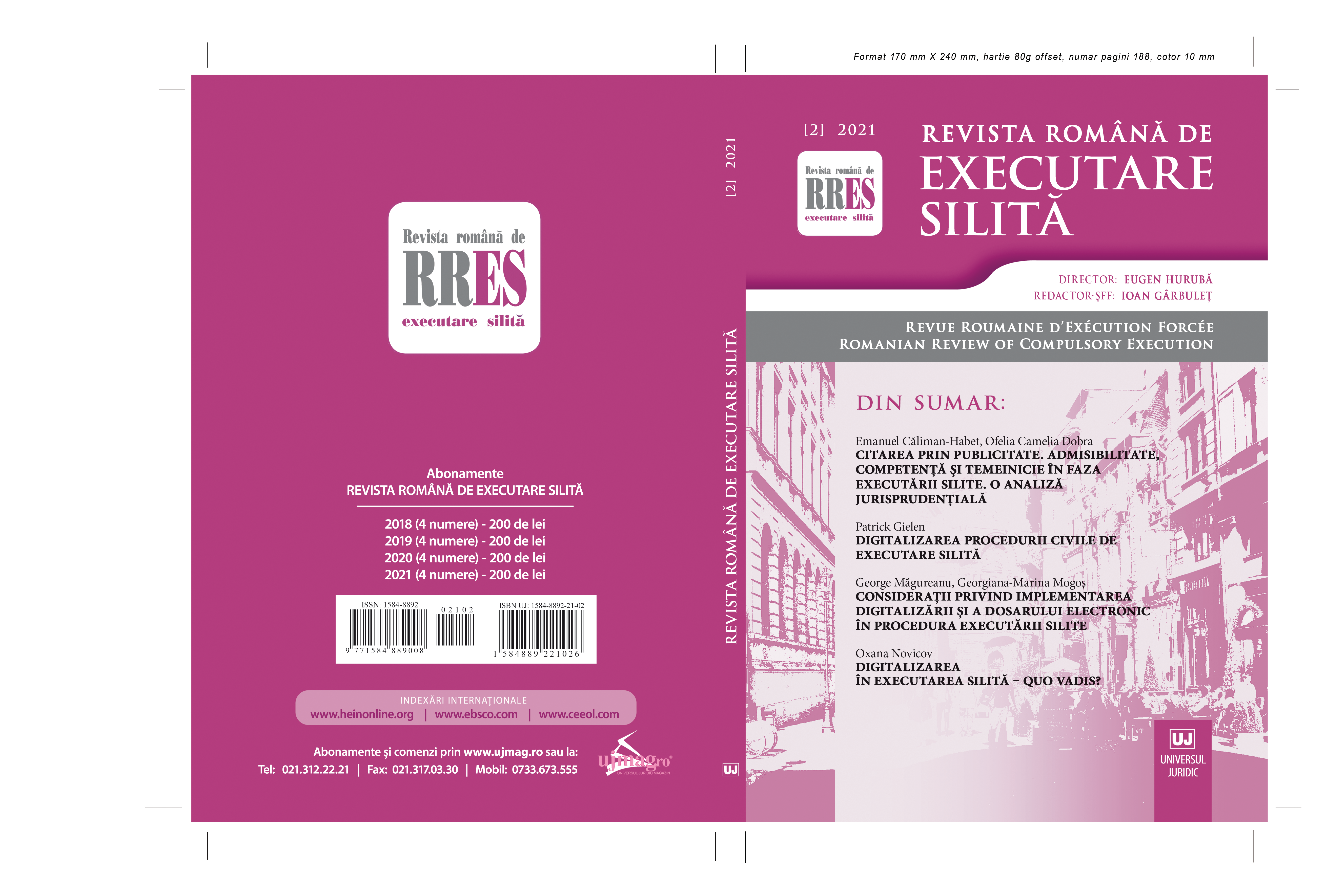 Considerations on the implementation of the digitalization and the electronic file in the forced execution procedure Cover Image