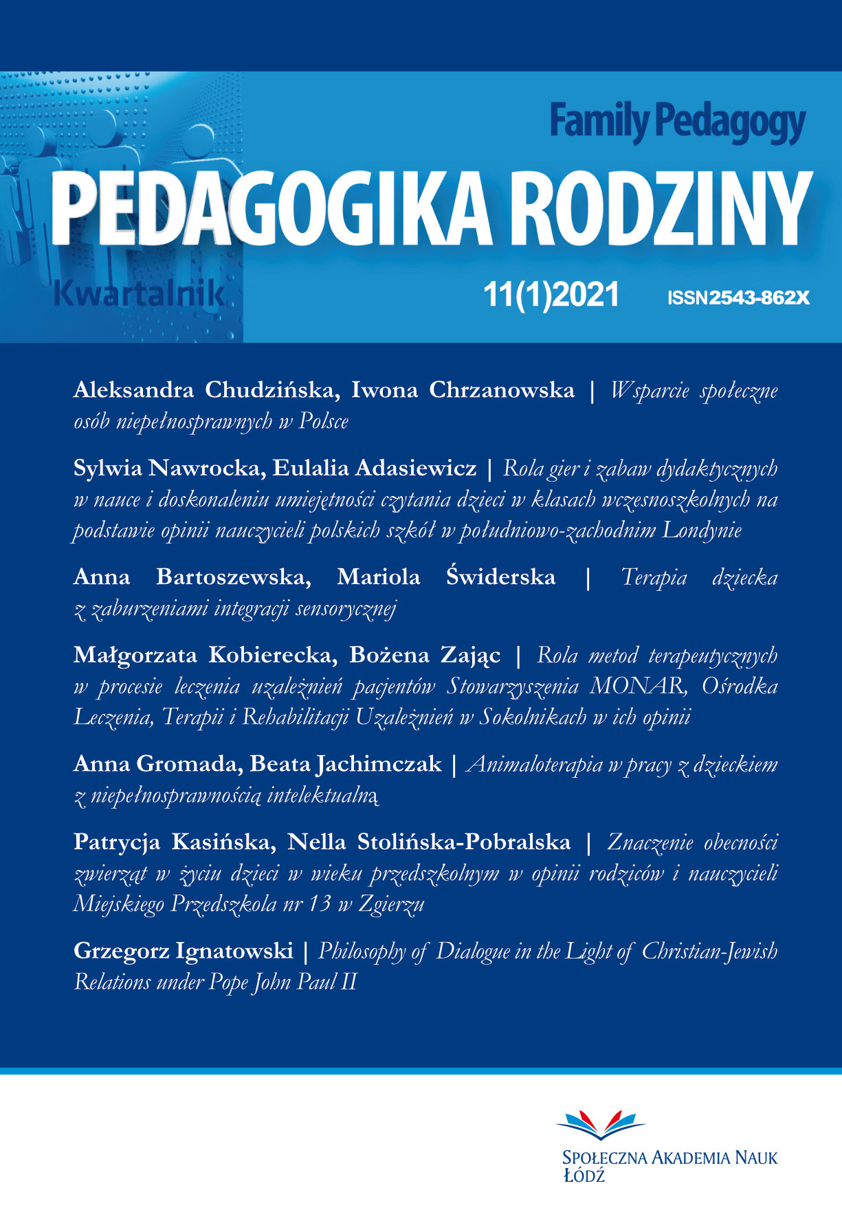 The Importance of the Presence of Animals in the Life of Preschool Children in the Opinion of Parents and Teachers at the Municipal Kindergarten No. 13 in Zgierz Cover Image