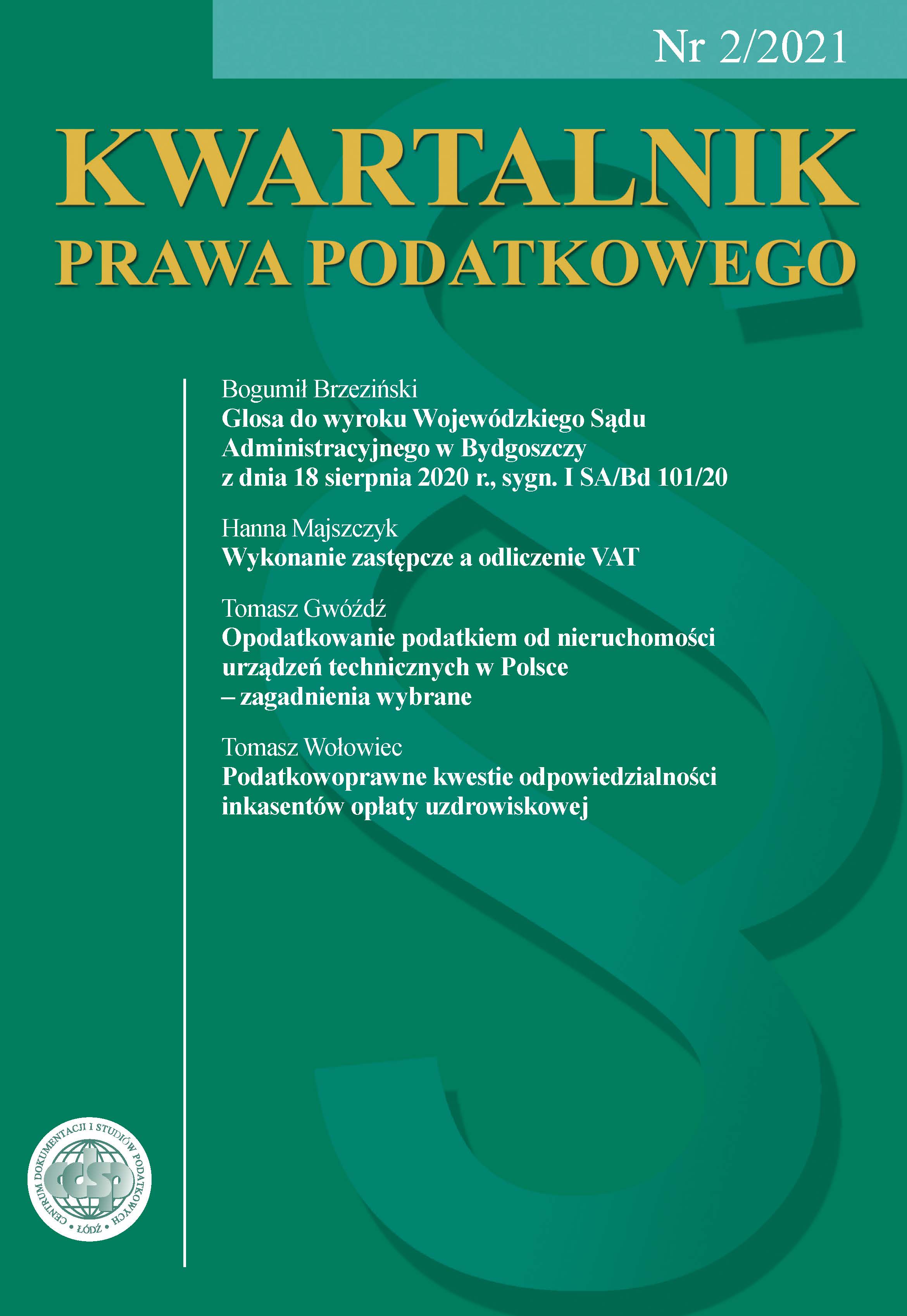 The commentary of the judgment of the Provincial Administrative Court in Bydgoszcz of August 18, 2020 (I SA/Bd 101/20) Cover Image