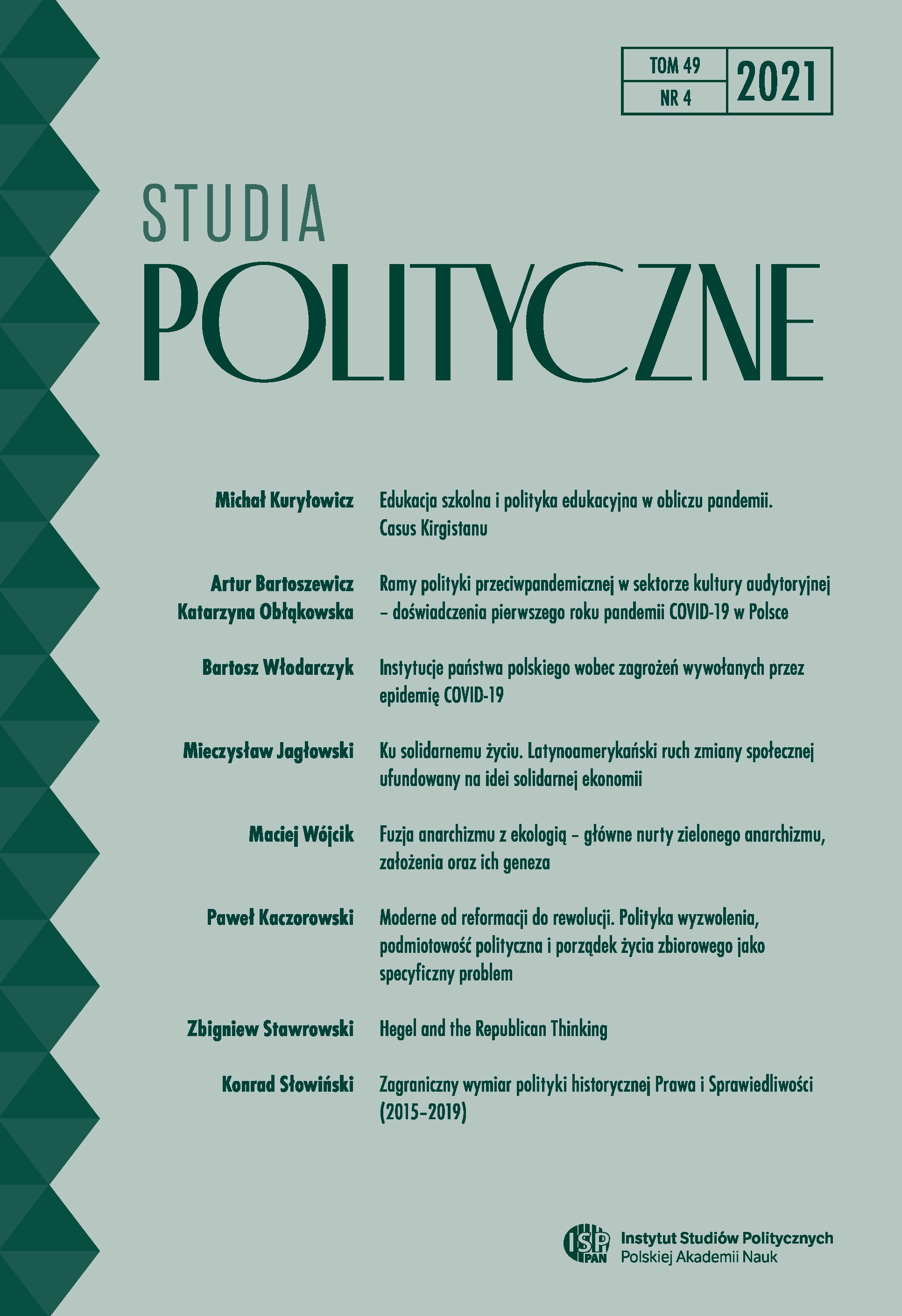 The Framework for Anti-pandemic Policy in the Auditorium Culture Sector: Experiences of the First Year of the COVID-19 Pandemic in Poland Cover Image