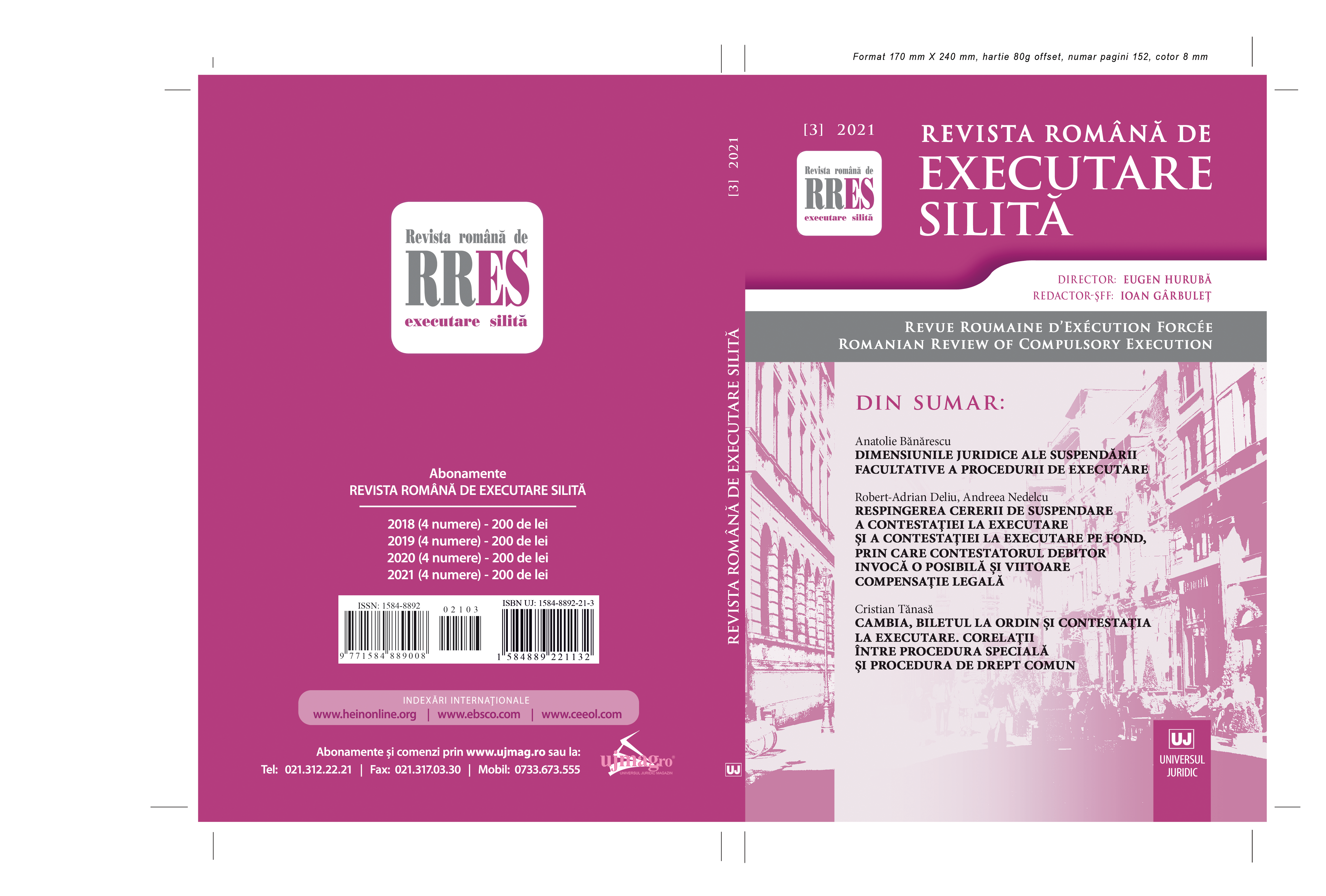 Subsidiarity of private international law rules. Enforcement of a judgment delivered in Ukraine. Documentation necessary for the enforcement in Romania of the foreign enforceable title Cover Image