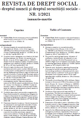 State military pension. Failure to include in the calculation base the compensatory amounts provided by law (Iaşi Court of Appeal, labor and social insurance litigation section, civil decision no. 231 of 7 July 2020) Cover Image