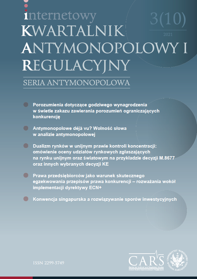 Dualizm rynków w unijnym prawie kontroli koncentracji: omówienie oceny udziałów rynkowych zgłaszających na rynku unijnym oraz światowym
na przykładzie decyzji M.8677
oraz innych wybranych decyzji KE