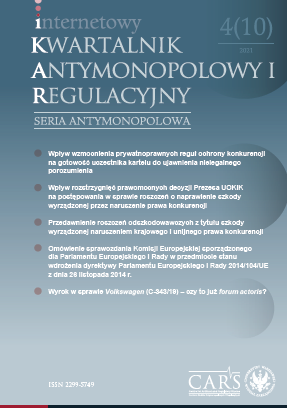 No reasons to suspend the proceedings
by a civil court settling a case for compensation for damage caused by a violation of competition law until the antimonopoly or appeal proceedings against the decision (...) - comments under Art. 177 § 1 k.p.c. Cover Image