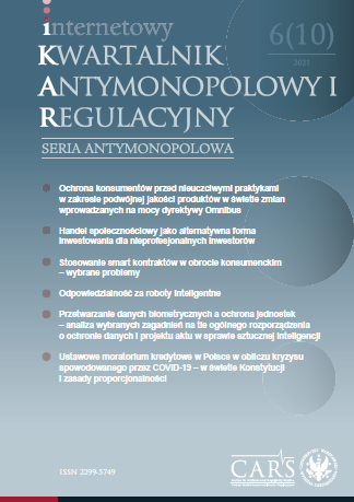 Ustawowe moratorium kredytowe w Polsce
w obliczu kryzysu spowodowanego przez COVID-19 – w świetle Konstytucji i zasady proporcjonalności
