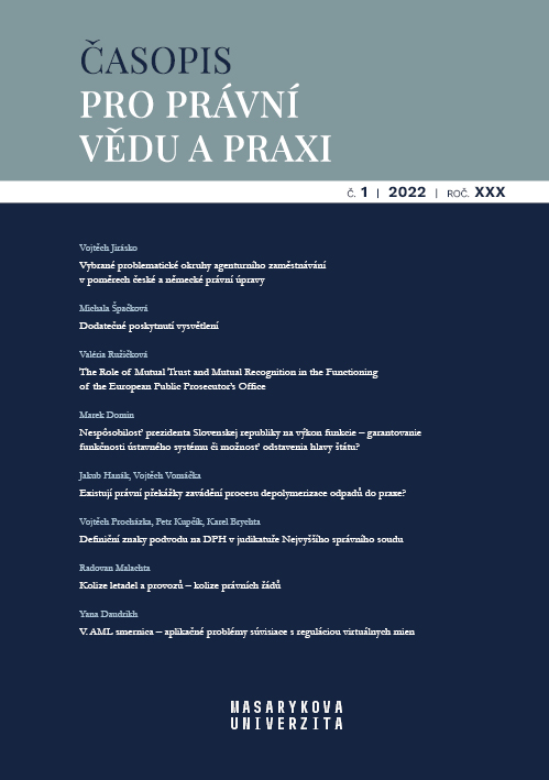 Incapacity of the President of the Slovak Republic for the Performance of his/her Duties – Guaranteeing the Functionality of Constitutional System or the Possibility of “Shut down” the Head of State? Cover Image