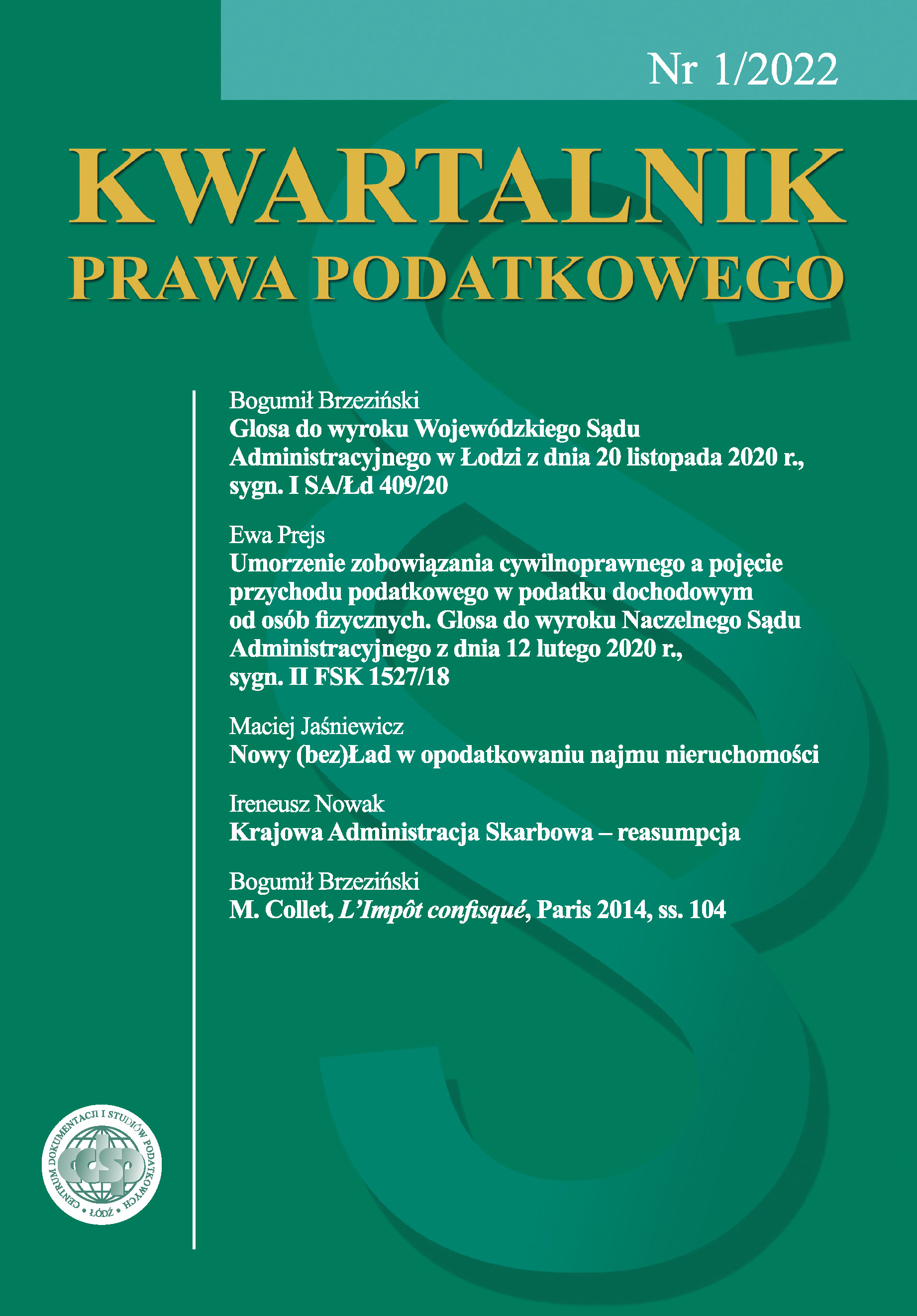 The commentary of the Judgment of the Provincial Administrative Court in Lodz of November 20, 2020 (I SA/Łd 409/20) Cover Image
