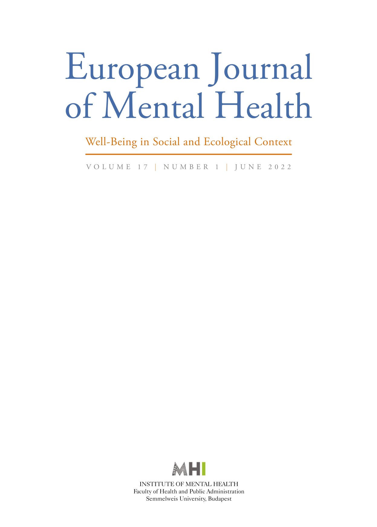 Quality of life in personal social ecosystems: Further psychometric evaluation and Hungarian adaptation of the Experience in Personal Social Systems Questionnaire Cover Image