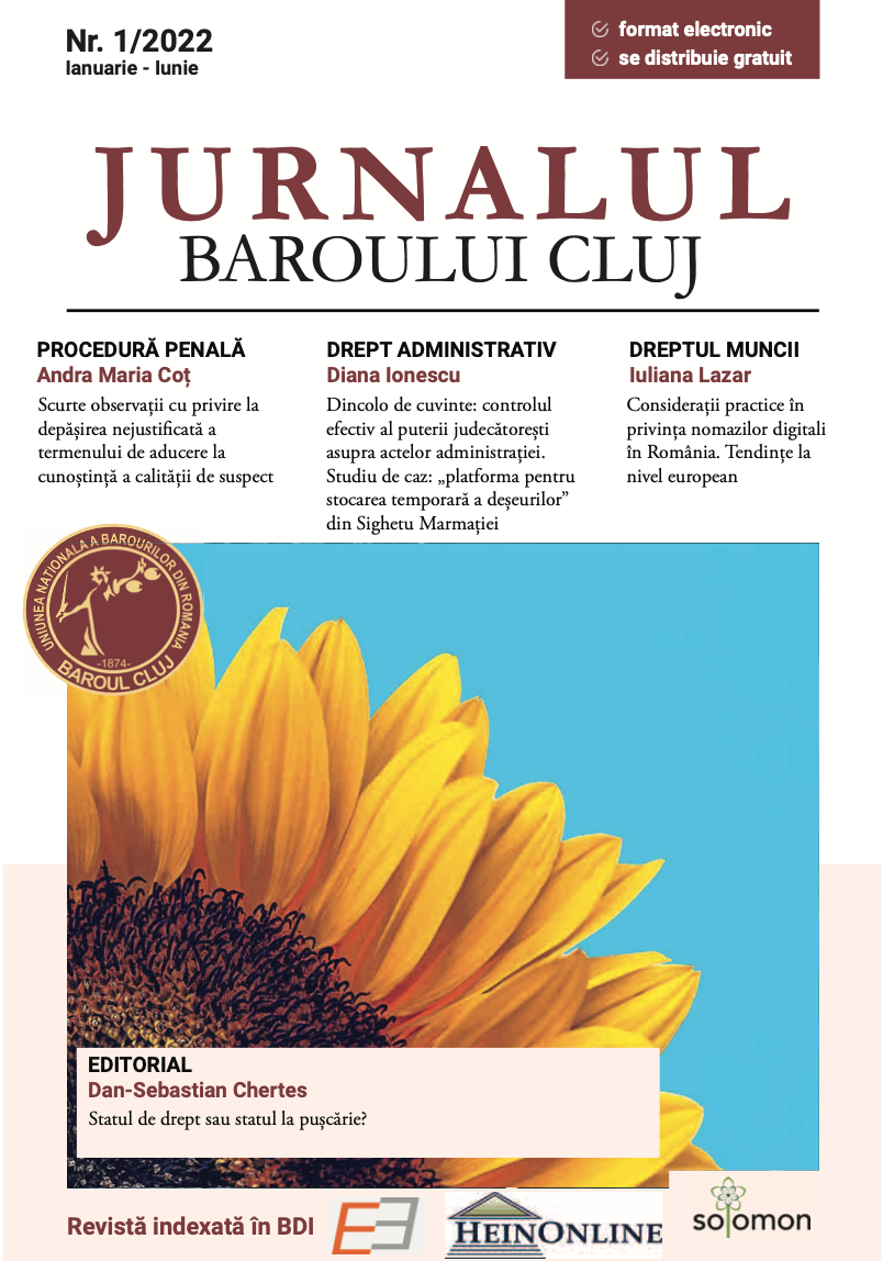 Beyond words: effective control of the judiciary over the acts of the administration. Case study: “temporary storage of waste storage” from Sighetu Marmației Cover Image