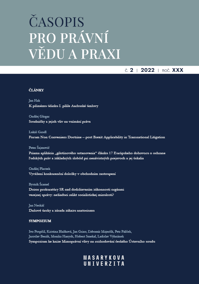 Supervision of Public Prosecution Service SR over the Observance of Law by Public Administration Authorities: An Undesirable Relic of the Socialist Past? Cover Image