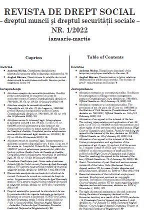 Work time organization. Personnel employed in the position of security guard (Constanţa Court of Appeal, civil section I, civil decision no. 389 / CM of November 9, 2021, Summary Anghel Răzvan - Judge of the Constanţa Court of Appeal, Trainer...) Cover Image