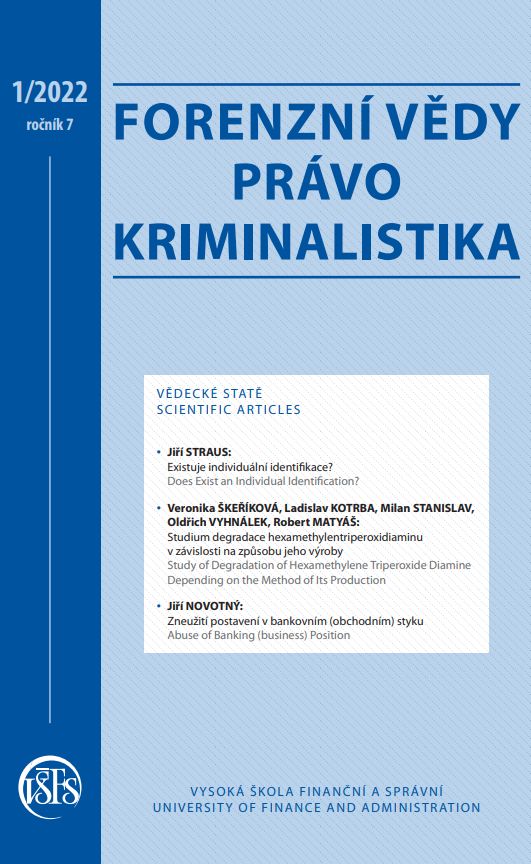 Studium degradace hexamethylentriperoxidiaminu v závislosti na způsobu jeho výroby