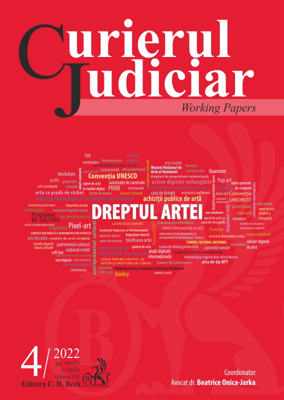 Jurisprudența instanțelor de judecată din România de dreptul artei. „Cumințenia pământului” între agonie și extaz