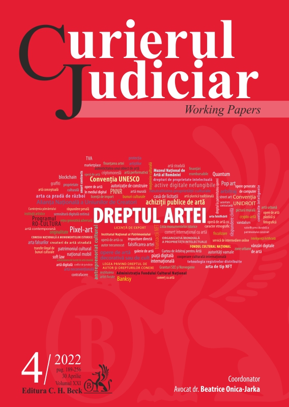 Romanian courts’ jurisprudence in the field of art. „Sophrosyne” or „Wisdom of the Earth” between agony and ecstasy Cover Image