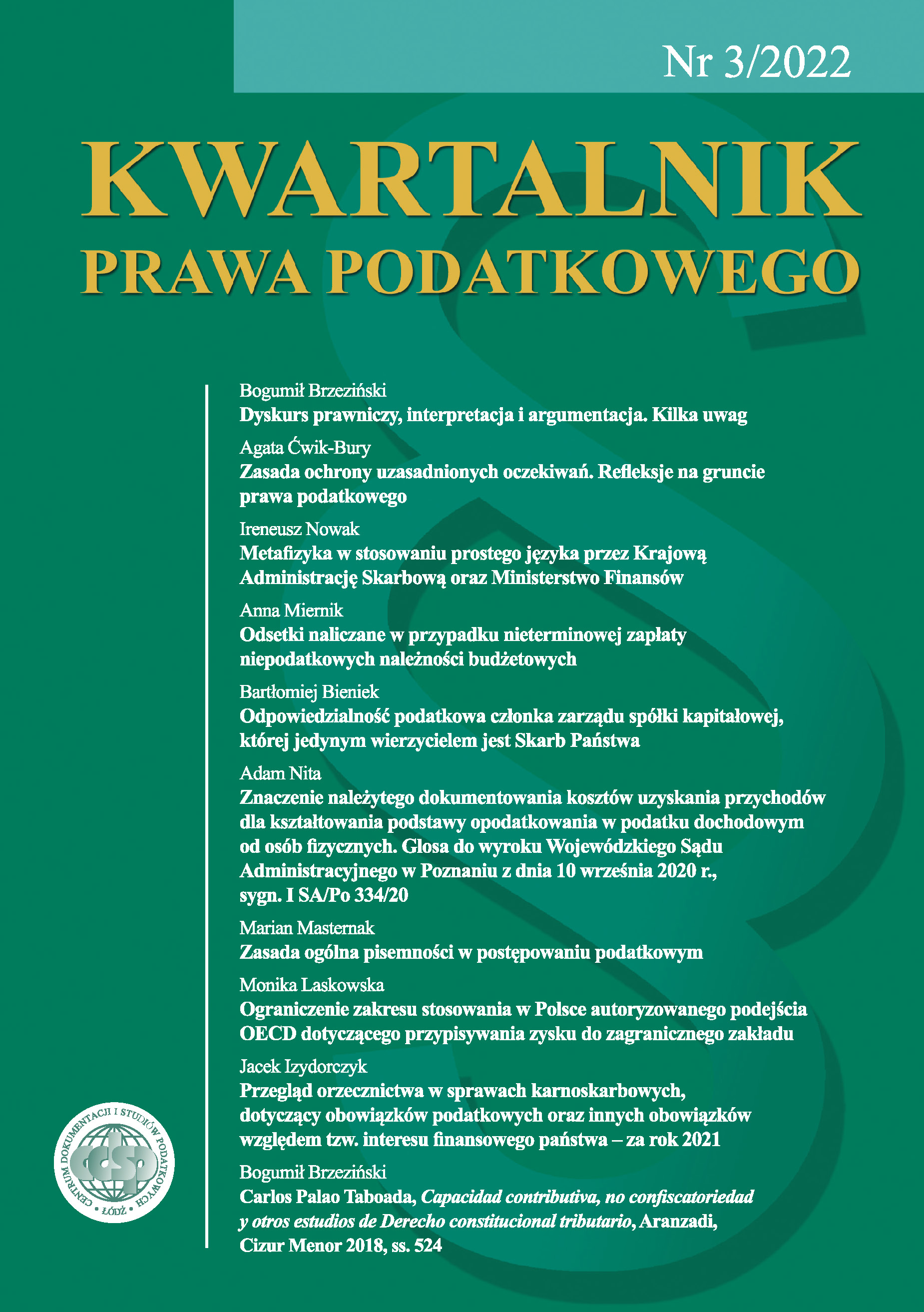 The importance of proper documentation of tax deductible costs for shaping the tax base in personal income tax. Gloss to the judgment of the Provincial Administrative Court in Poznań of 10 September 2020, reference number I SA/Po 334/20 Cover Image
