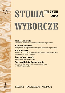 The Covid-19 Pandemic and the Popularization of Alternative Voting Methods. A Few Remarks on the Russian Federation and Ukraine’s Basis Cover Image