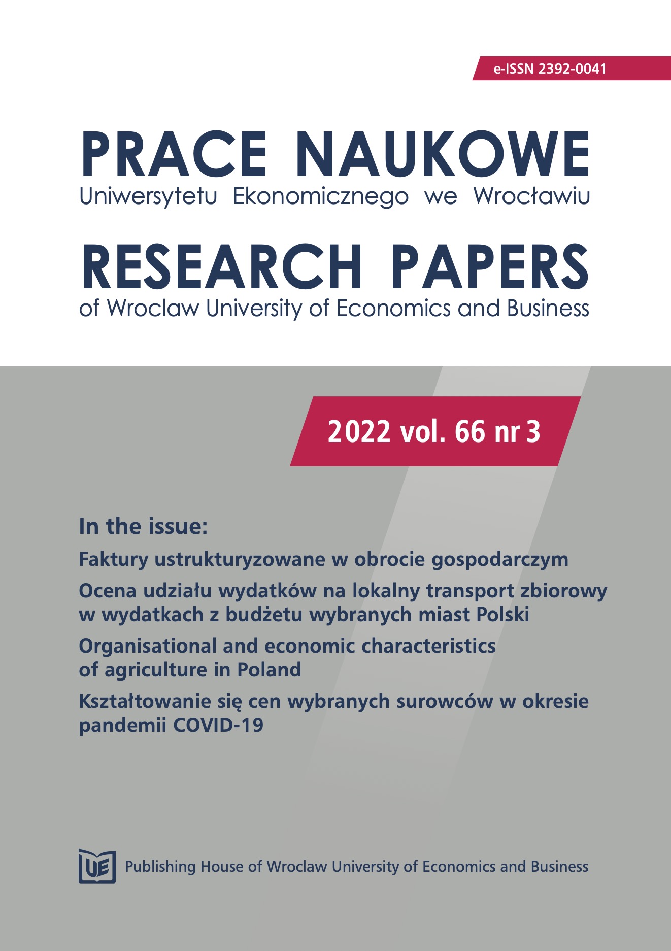 Organisational and economic characteristics of agriculture in Poland from areas especially predisposed for the delivery of public goods Cover Image