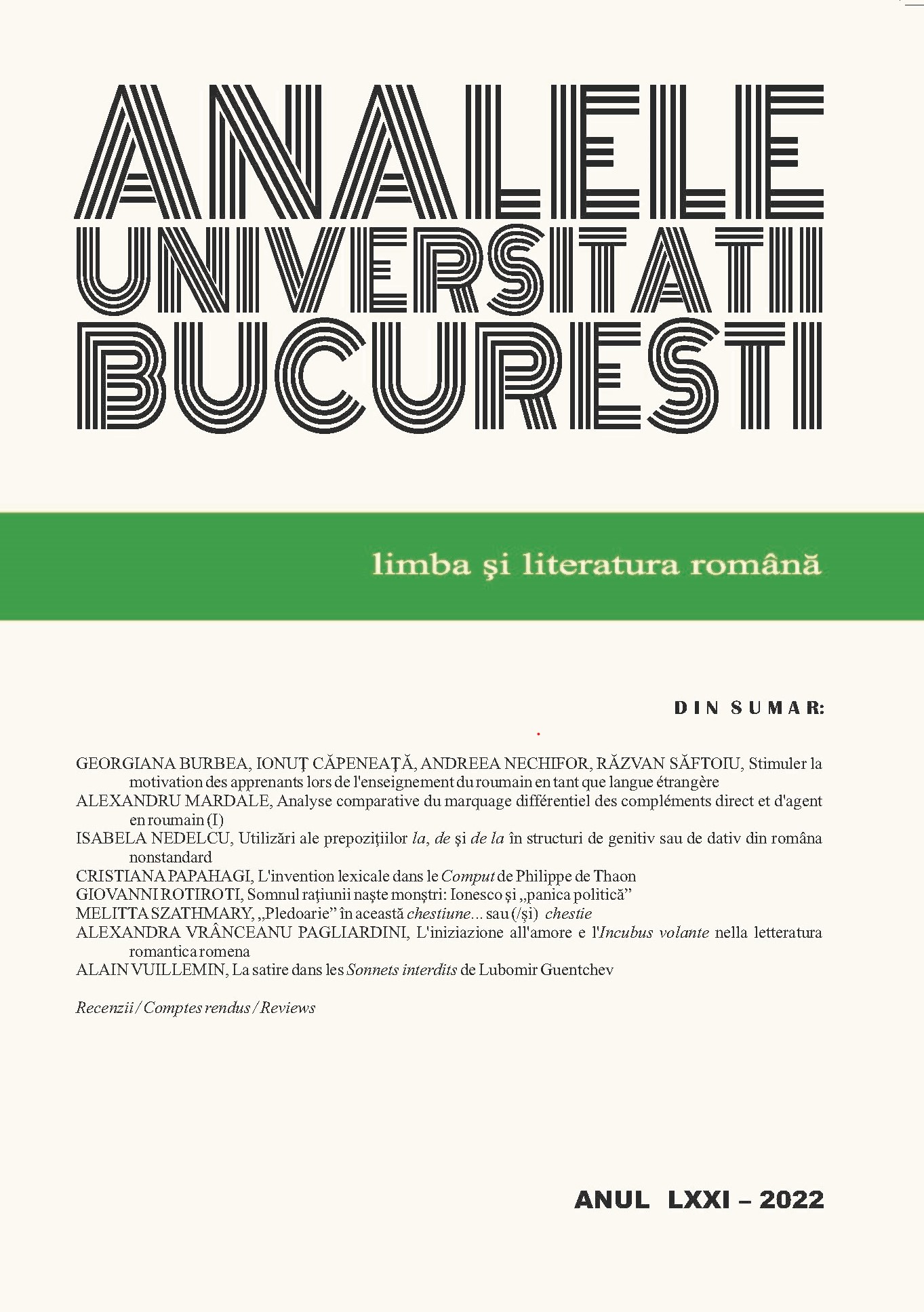 Uses of the Prepositions la, de, and de la in Genitive or Dative Structures in Nonstandard Romanian Cover Image