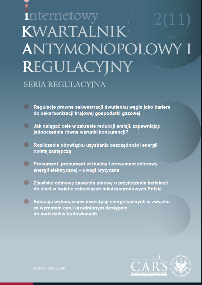 The phenomenon of refusal to conclude an agreement for connecting an installation to the grid
in the light of Poland's international obligations Cover Image